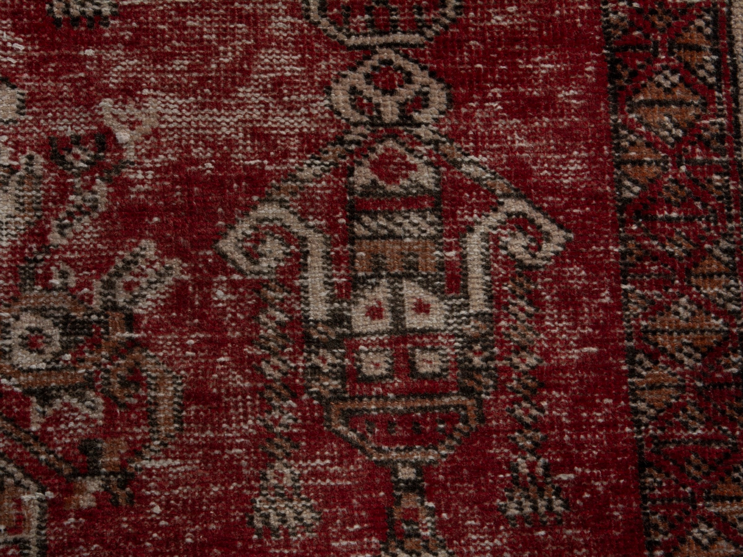 Persian Baluch accent rug in burgundy and cream, view 11 of 16