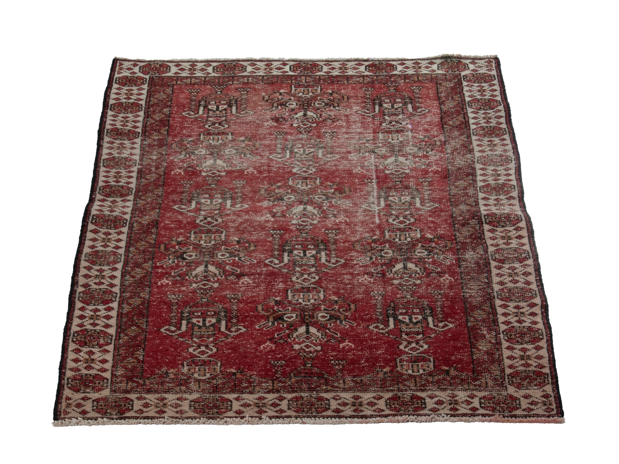 Persian Baluch accent rug in burgundy and cream, view 2 of 16