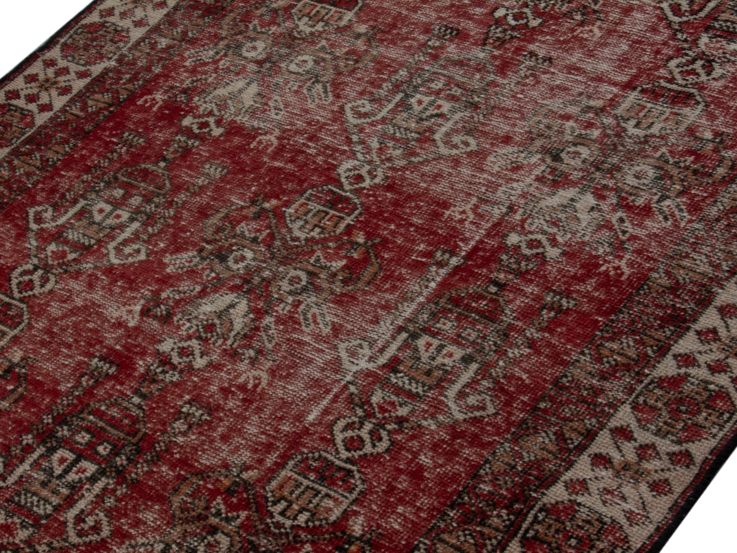 Persian Baluch accent rug in burgundy and cream, view 3 of 16