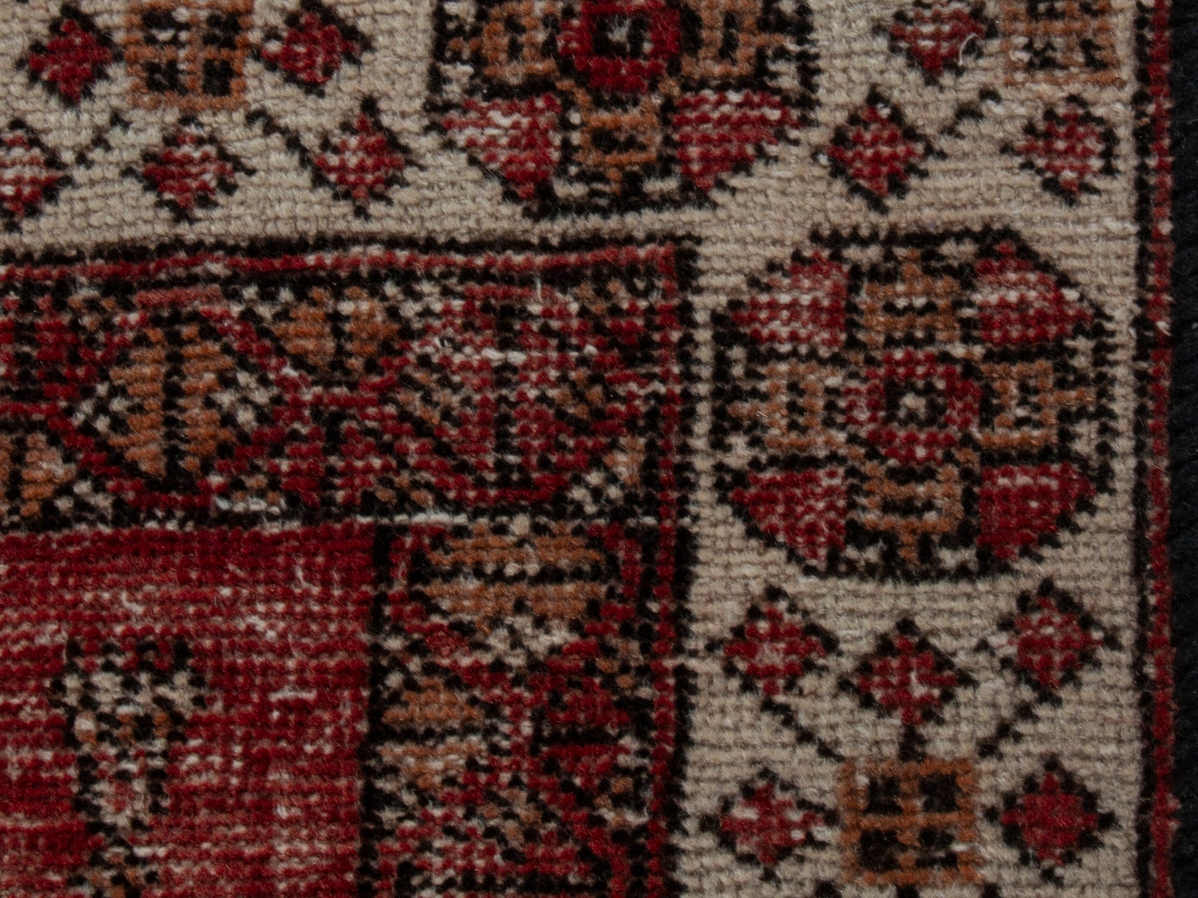 Persian Baluch accent rug in burgundy and cream, view 4 of 16