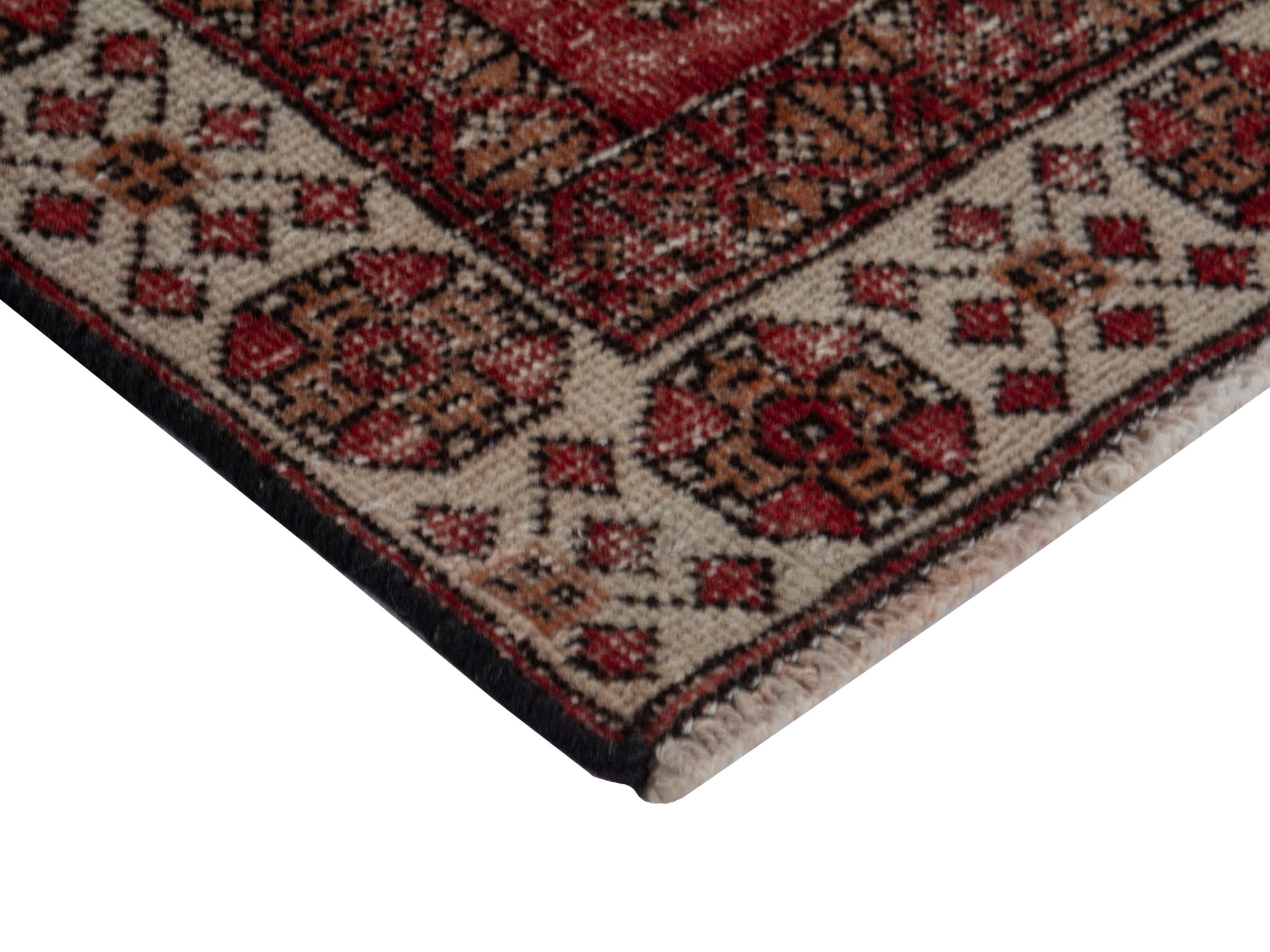 Persian Baluch accent rug in burgundy and cream, view 5 of 16