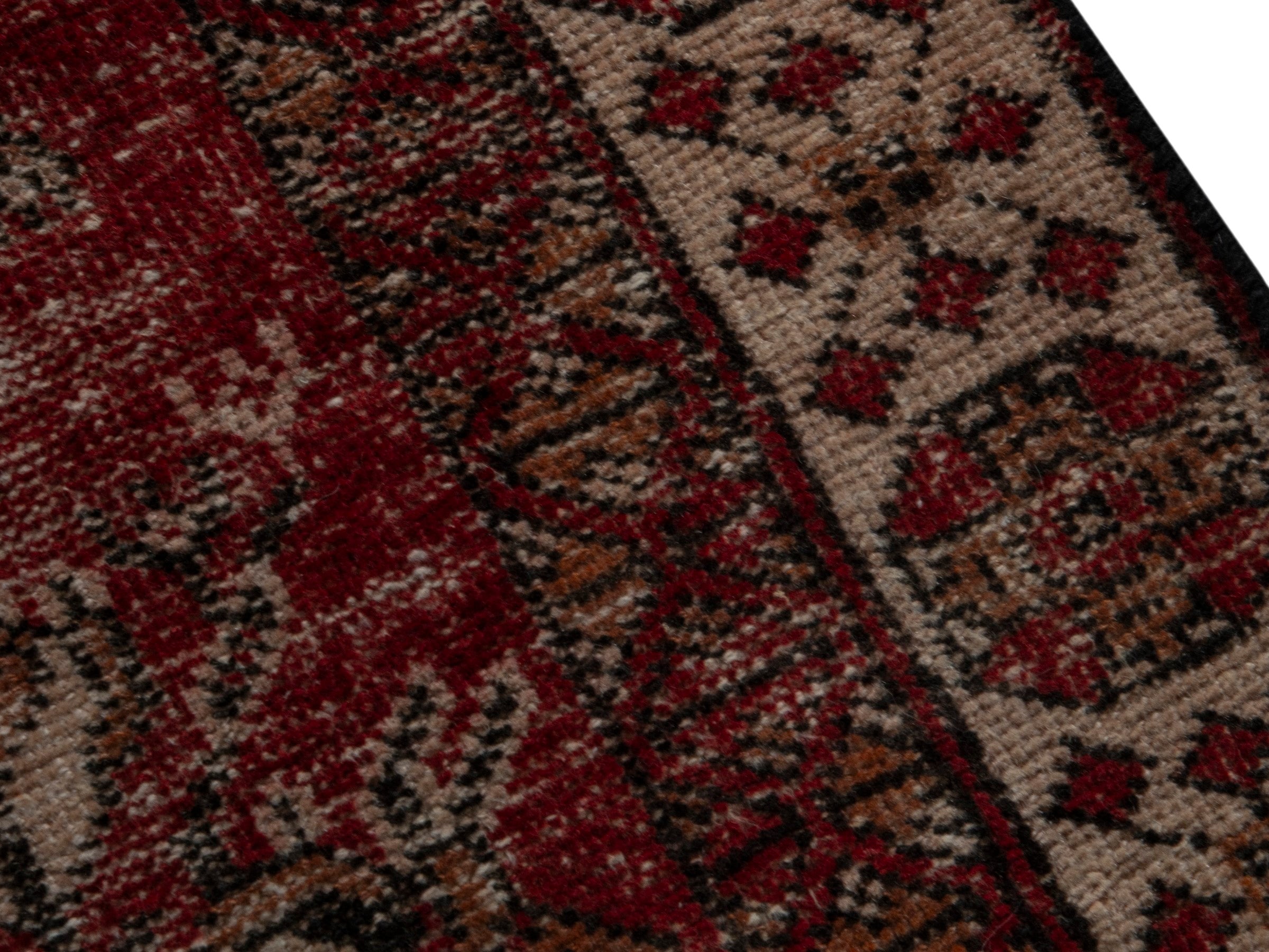 Persian Baluch accent rug in burgundy and cream, view 6 of 16