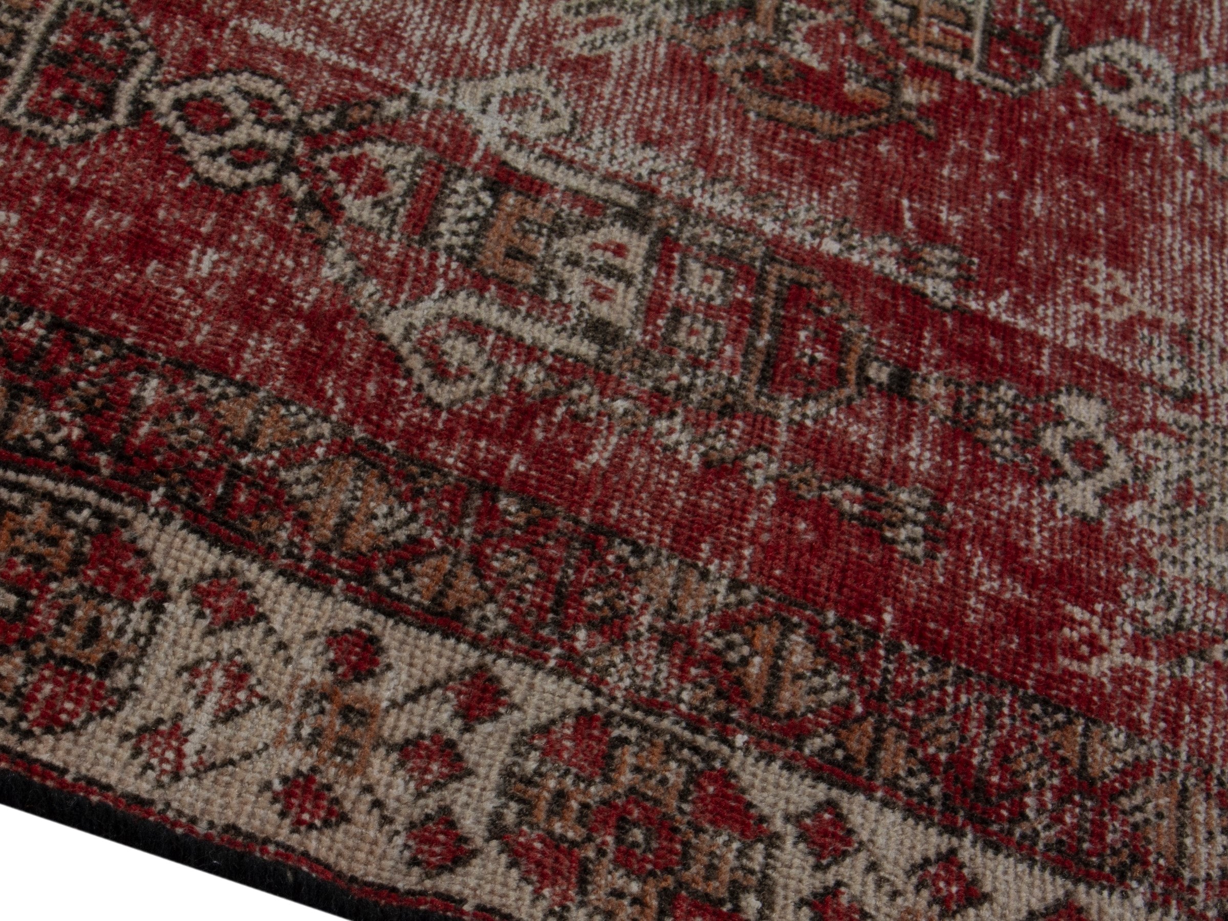 Persian Baluch accent rug in burgundy and cream, view 7 of 16