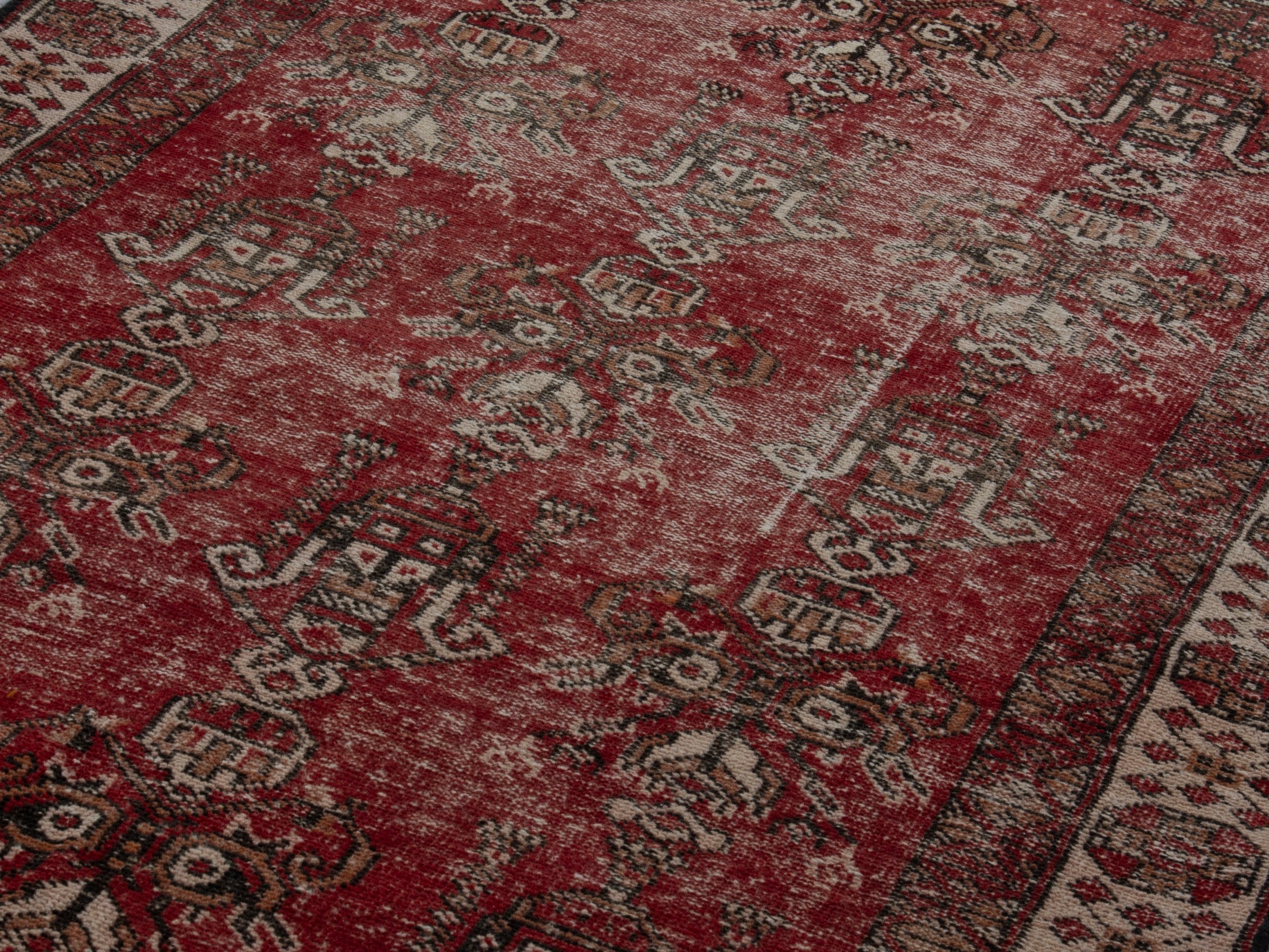 Persian Baluch accent rug in burgundy and cream, view 8 of 16