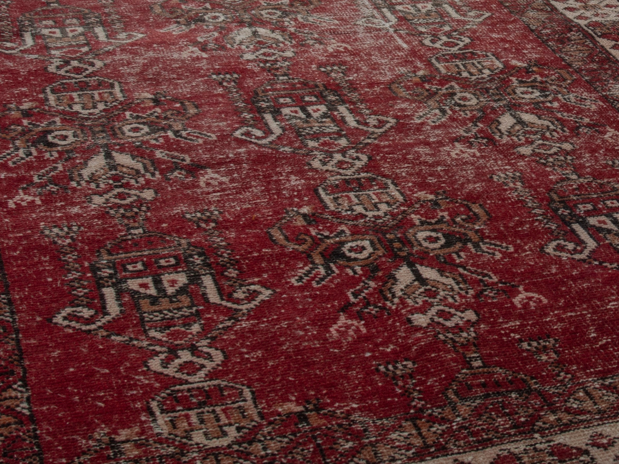 Persian Baluch accent rug in burgundy and cream, view 9 of 16