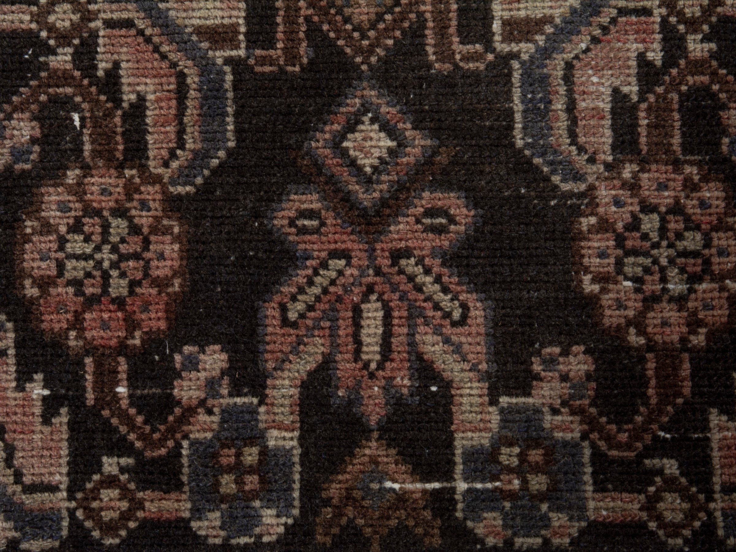 Persian Hamedan runner rug in dark brown and brown, view 12 of 17