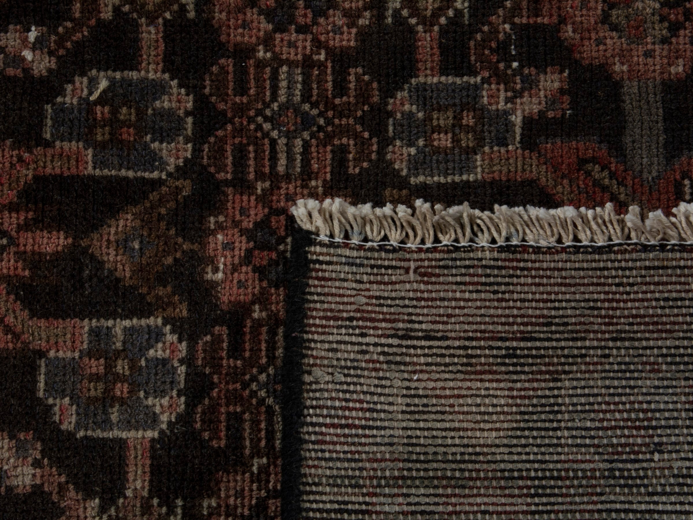 Persian Hamedan runner rug in dark brown and brown, view 17 of 17