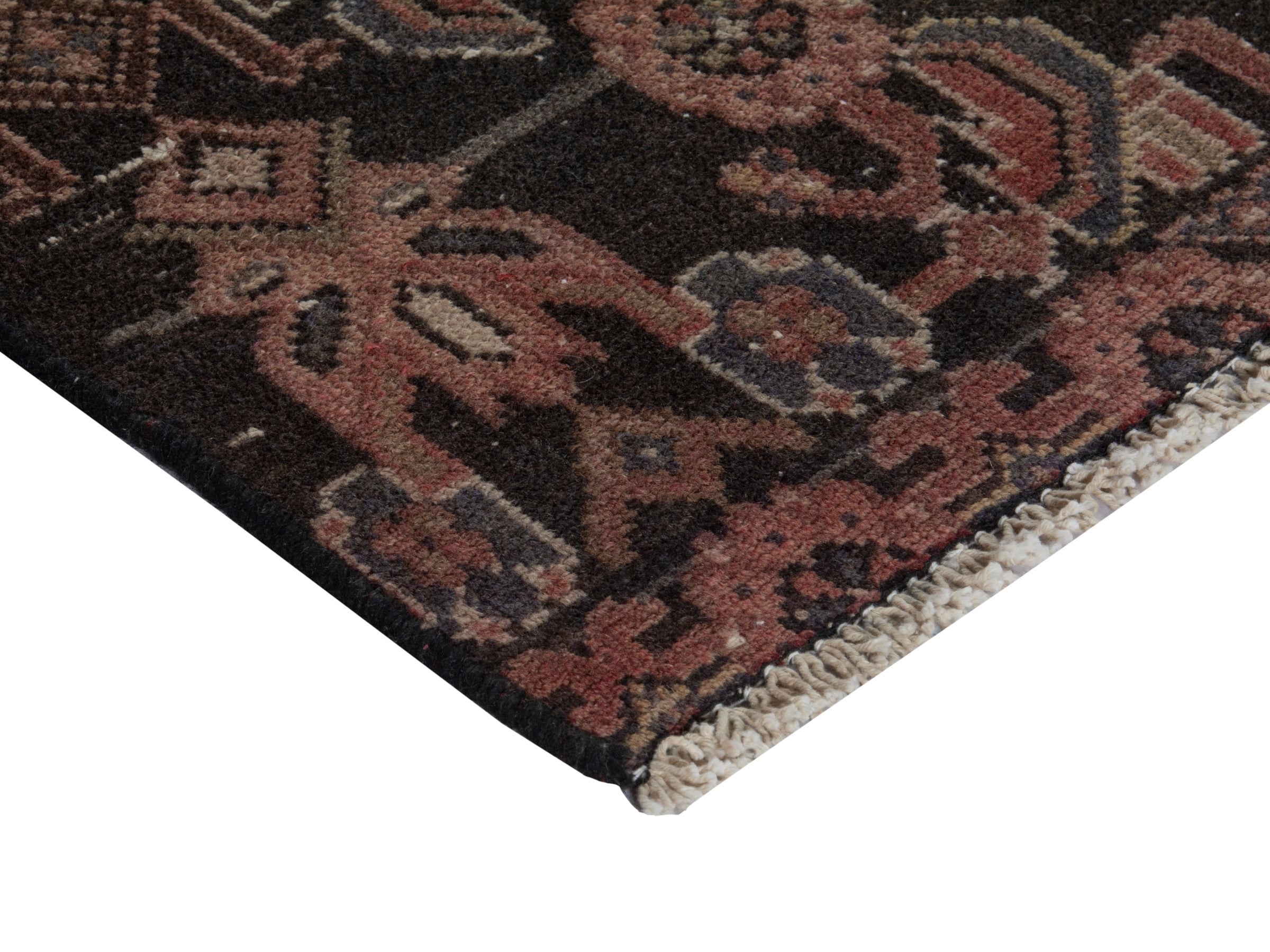Persian Hamedan runner rug in dark brown and brown, view 5 of 17
