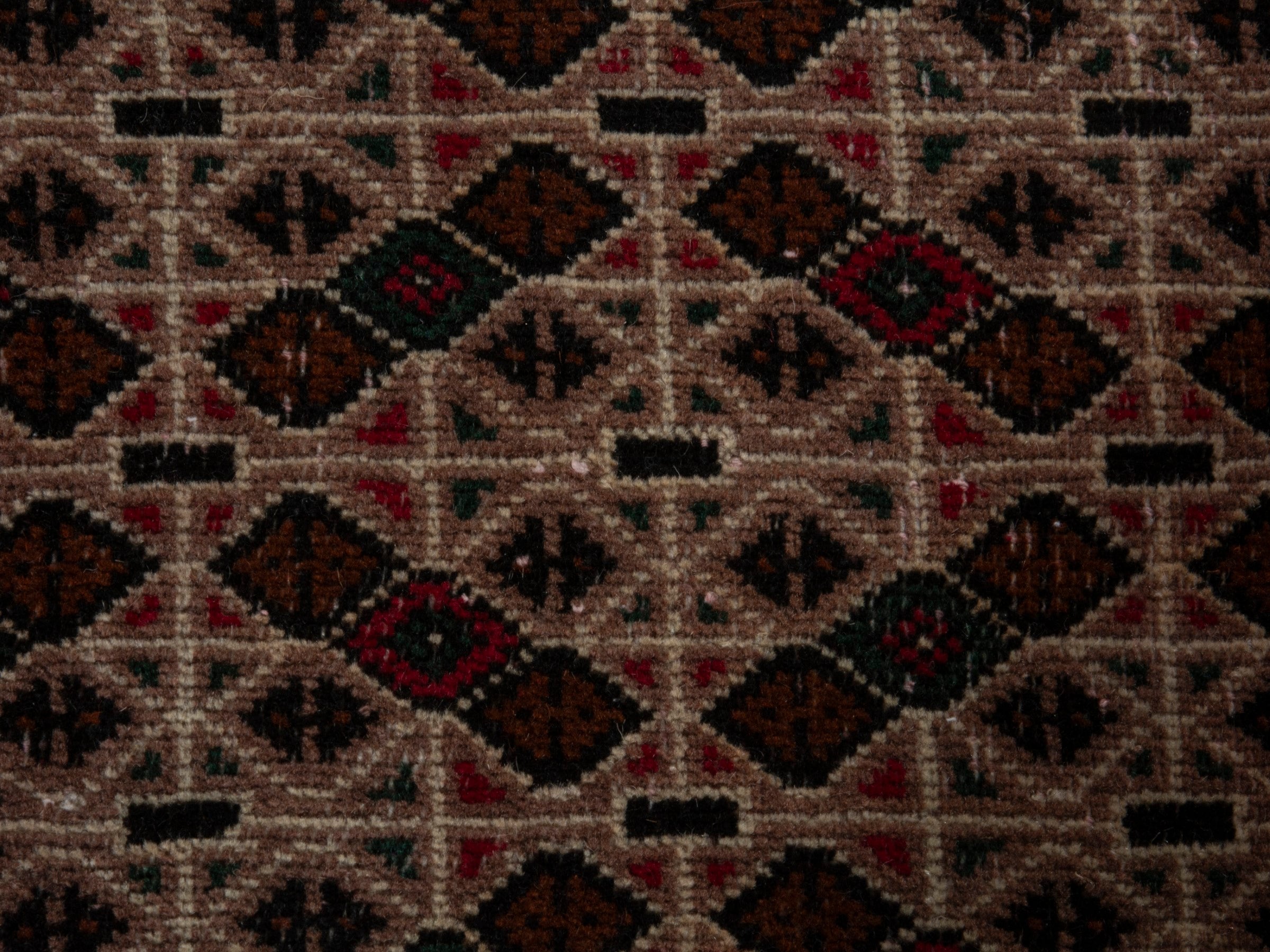 Persian Torkaman accent rug in beige and dark brown, view 10 of 16