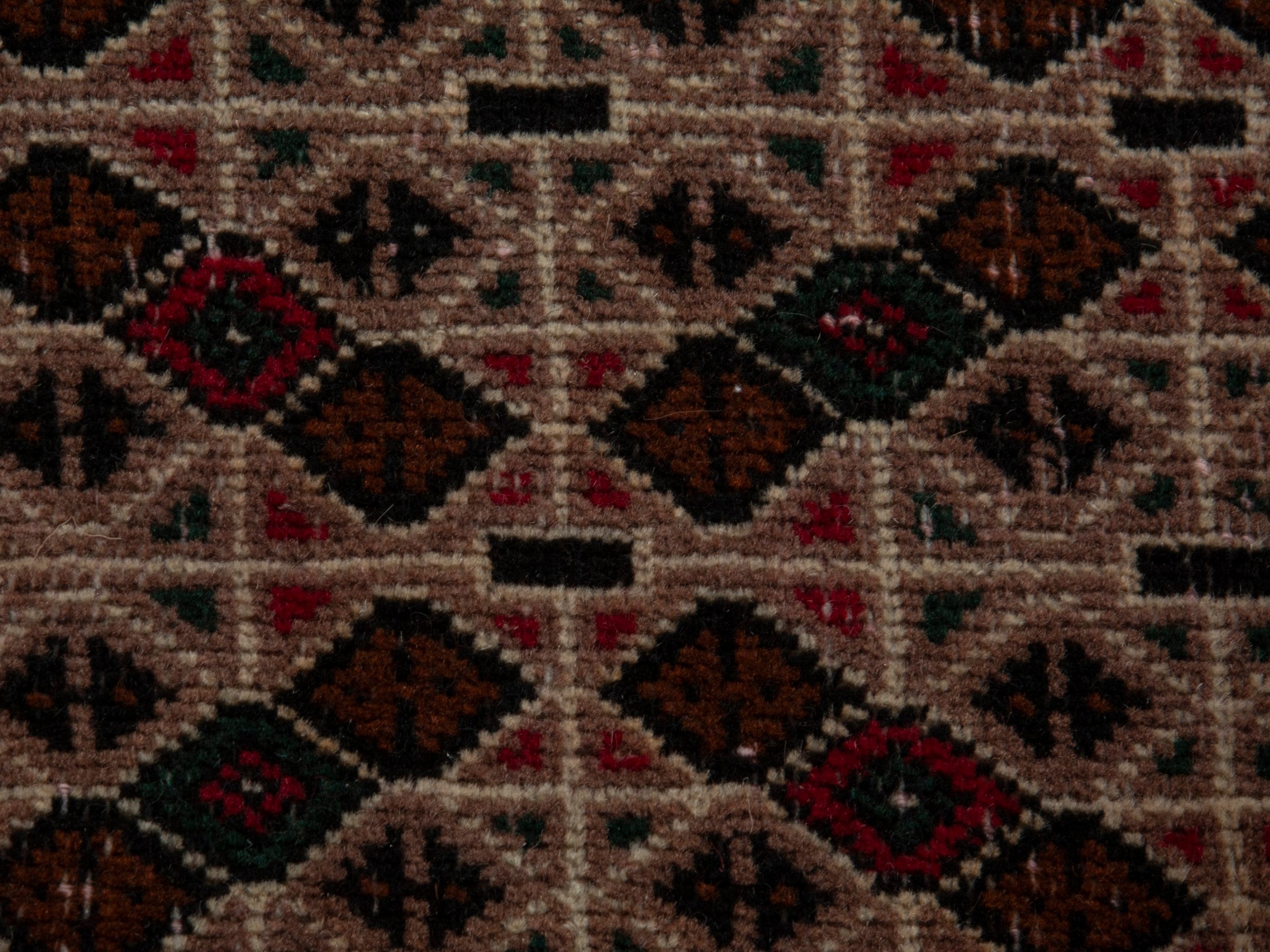 Persian Torkaman accent rug in beige and dark brown, view 11 of 16