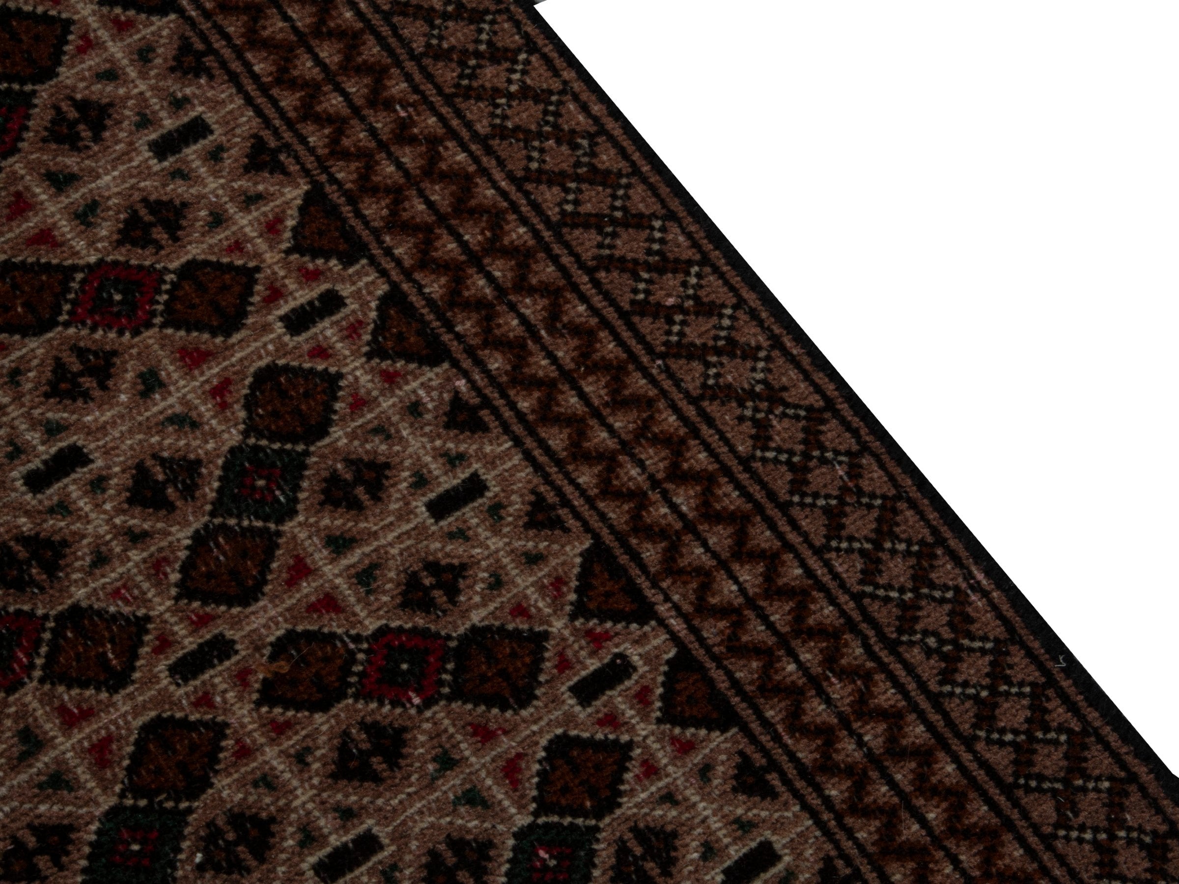 Persian Torkaman accent rug in beige and dark brown, view 6 of 16
