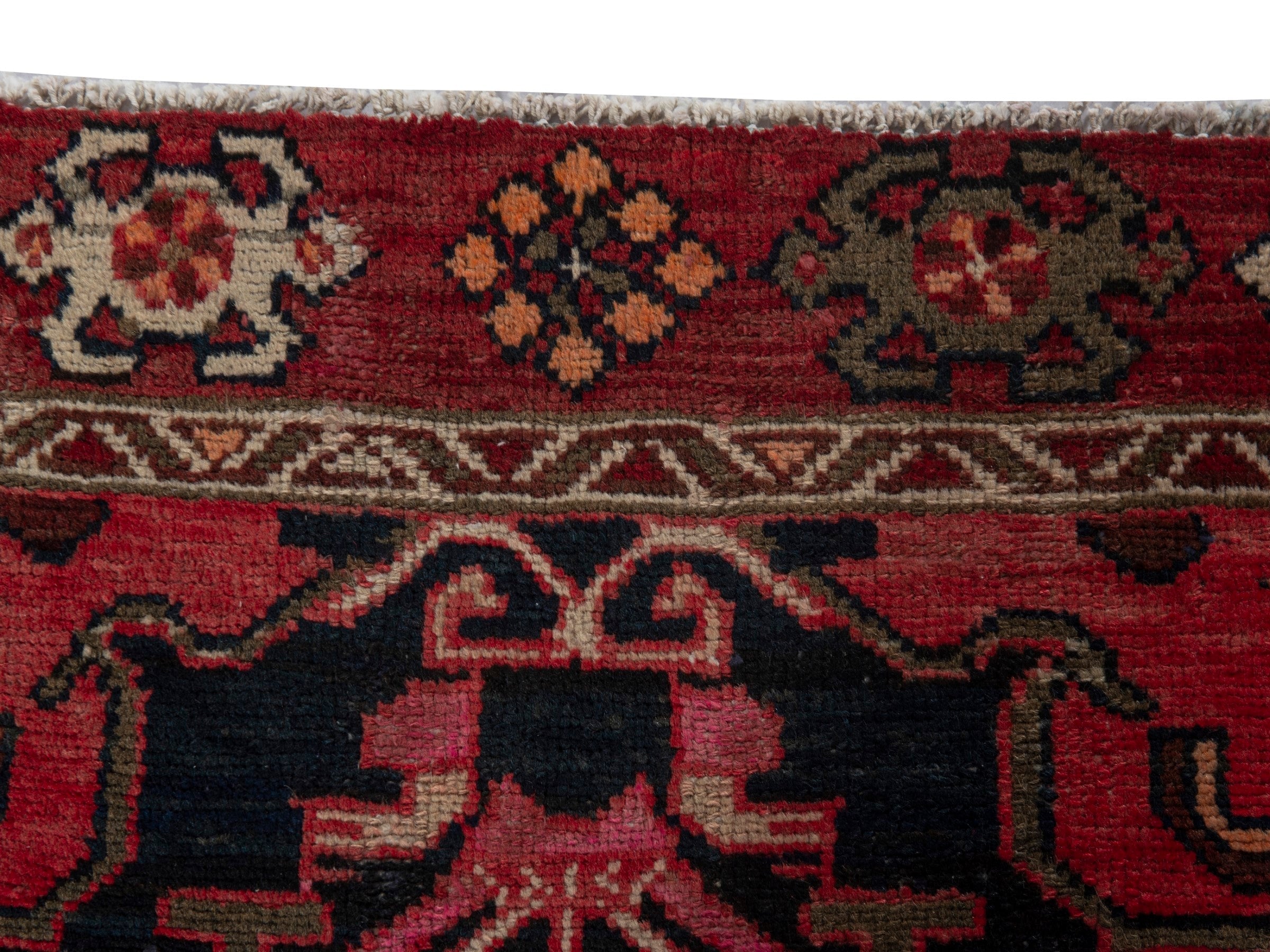 Persian Borujerd accent rug in navy and burgundy, view 9 of 17