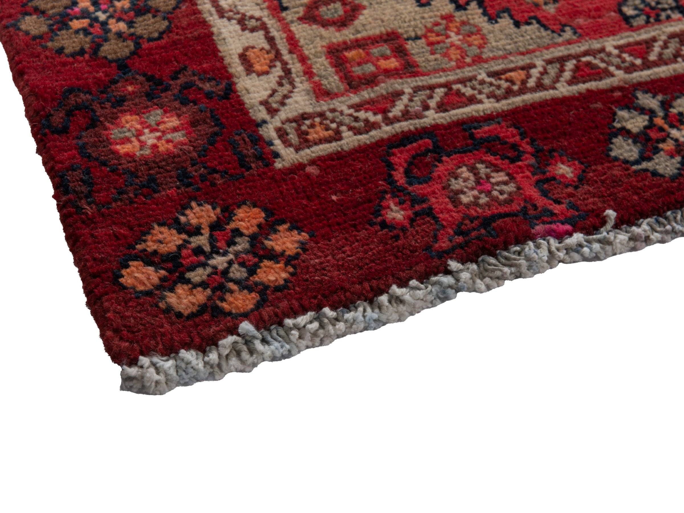 Persian Borujerd accent rug in navy and burgundy, view 5 of 17