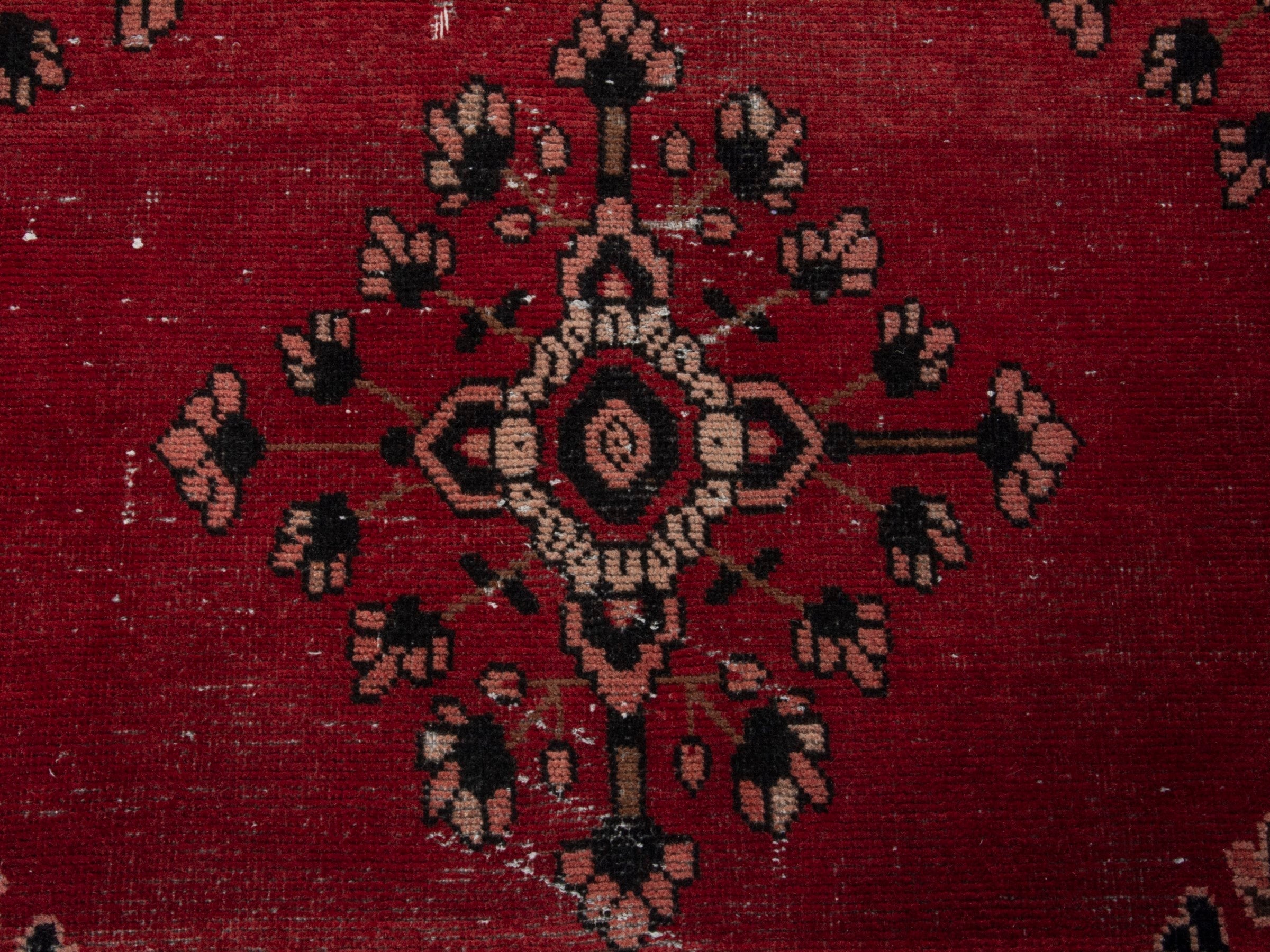 Persian Ferdos accent rug in deep red and dark brown, view 10 of 17