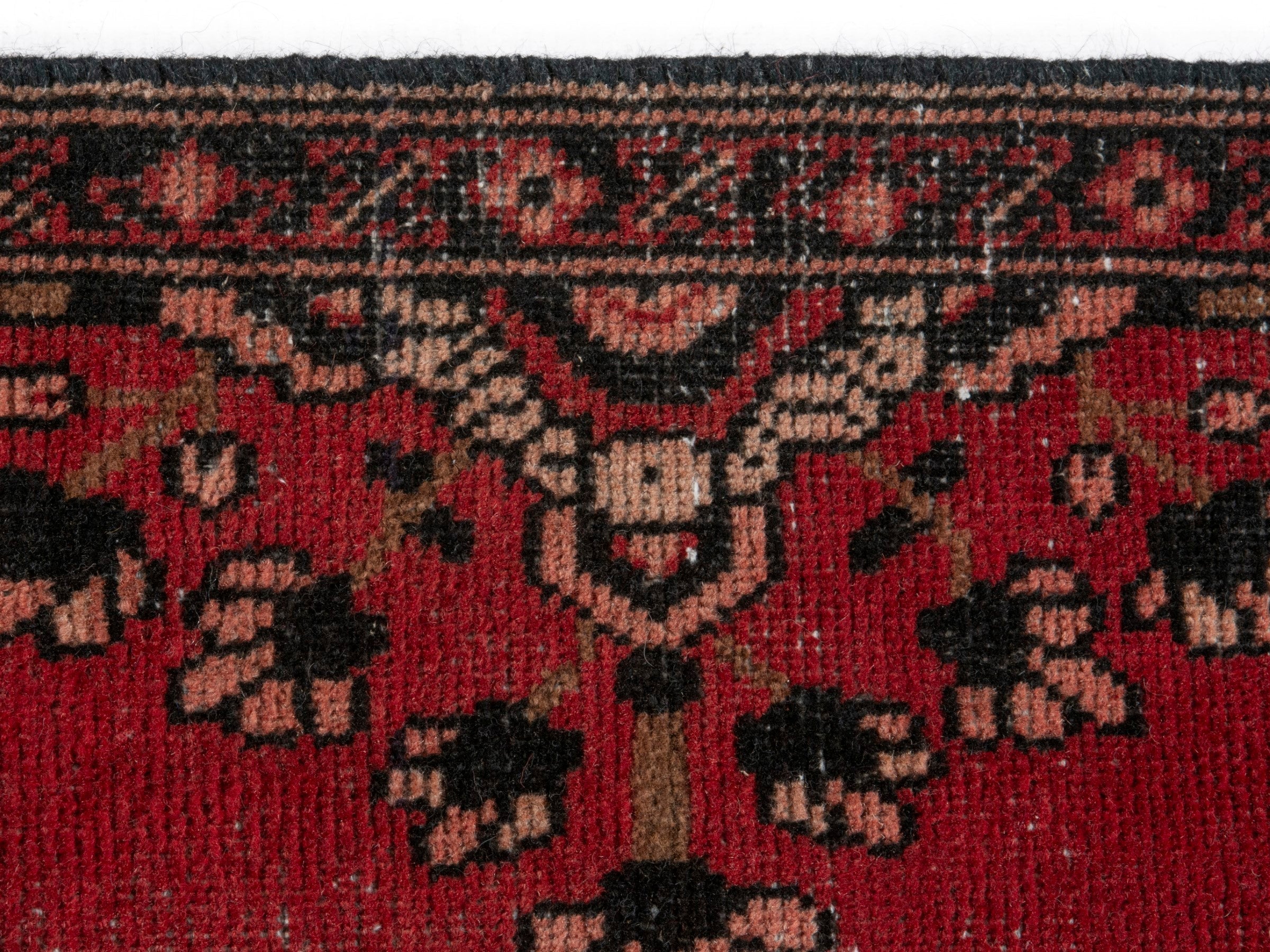 Persian Ferdos accent rug in deep red and dark brown, view 11 of 17