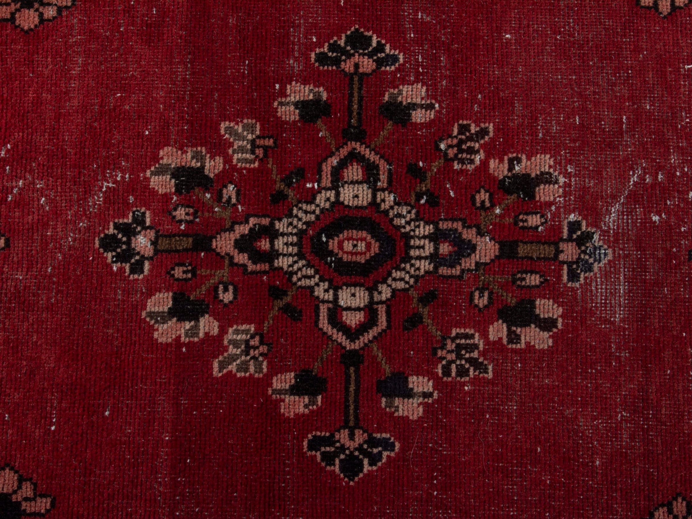 Persian Ferdos accent rug in deep red and dark brown, view 12 of 17