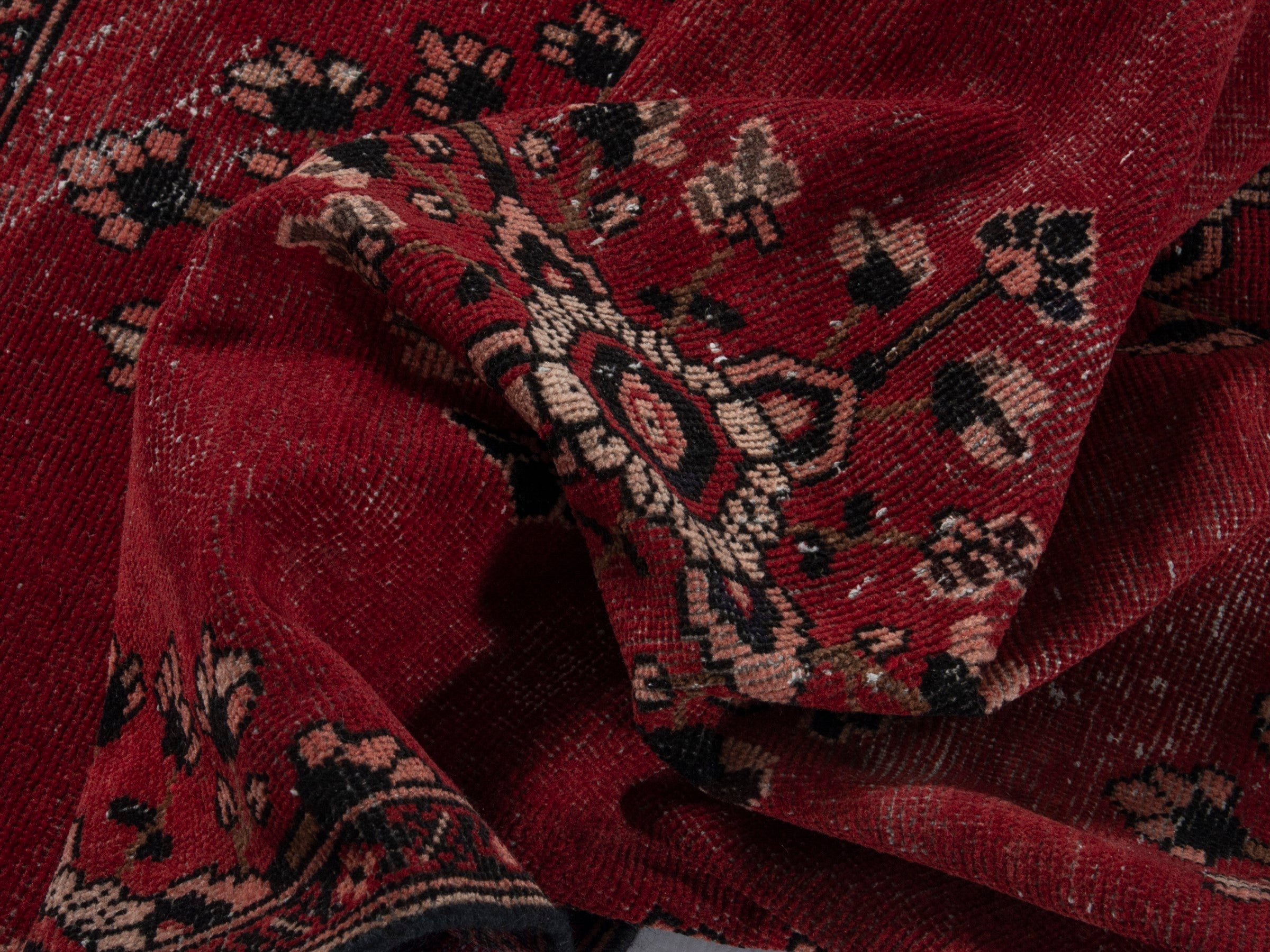 Persian Ferdos accent rug in deep red and dark brown, view 13 of 17