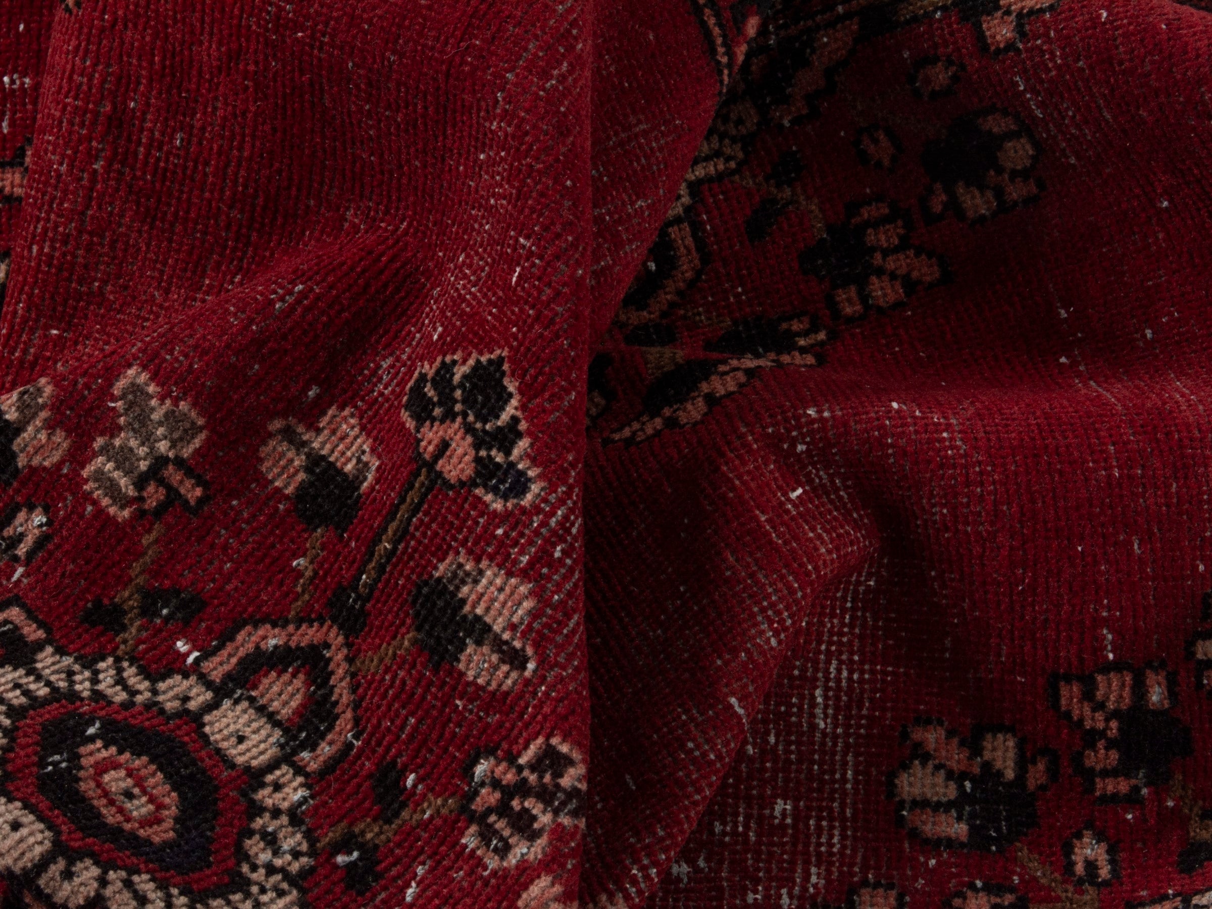 Persian Ferdos accent rug in deep red and dark brown, view 14 of 17