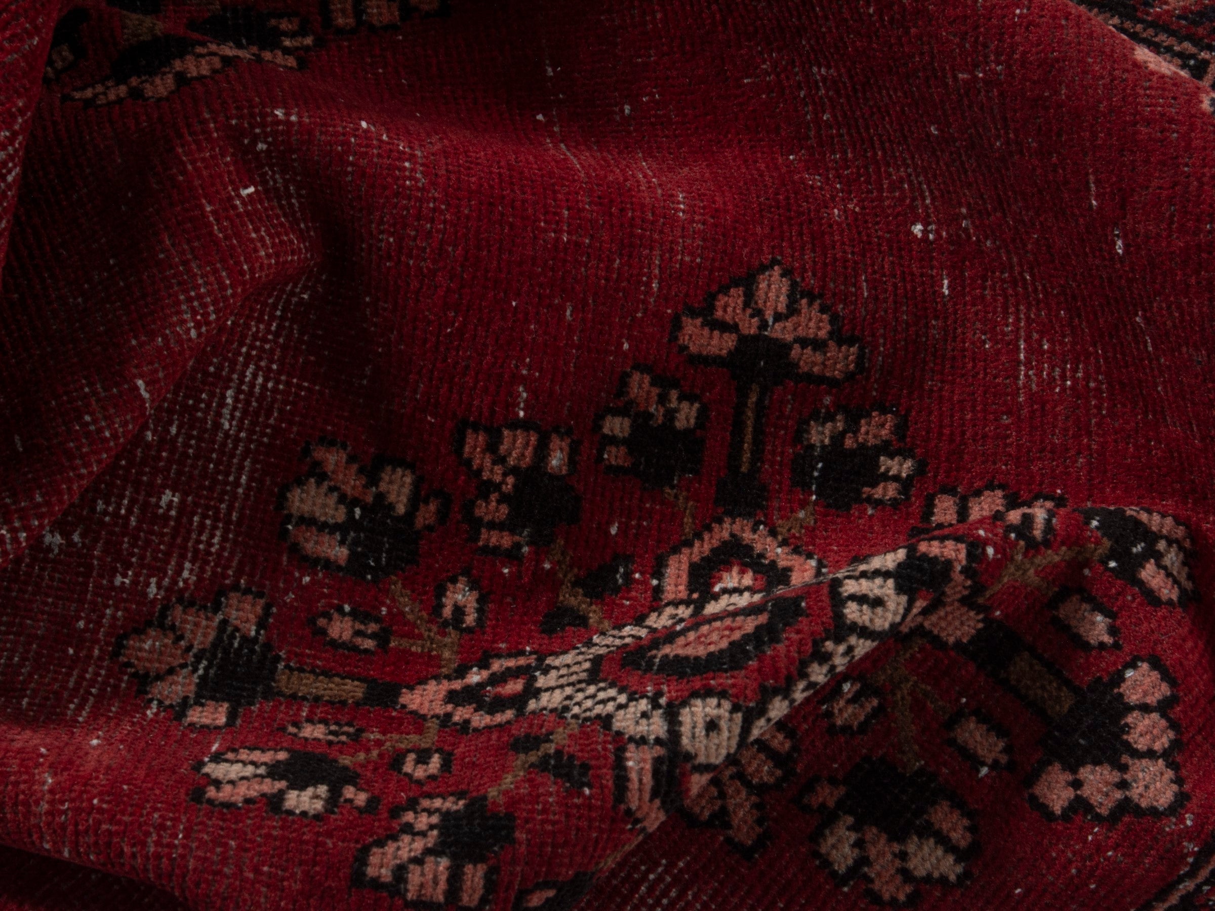 Persian Ferdos accent rug in deep red and dark brown, view 15 of 17