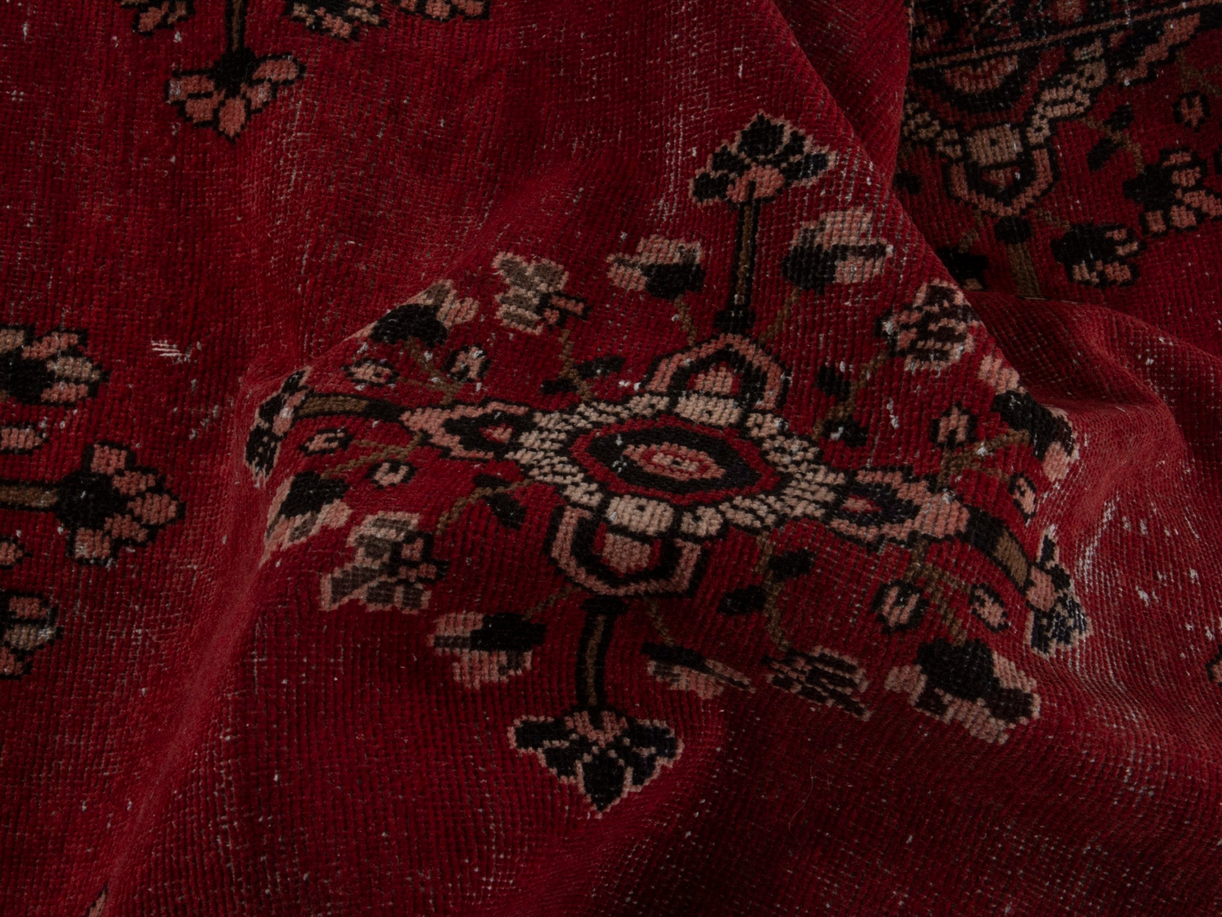 Persian Ferdos accent rug in deep red and dark brown, view 16 of 17