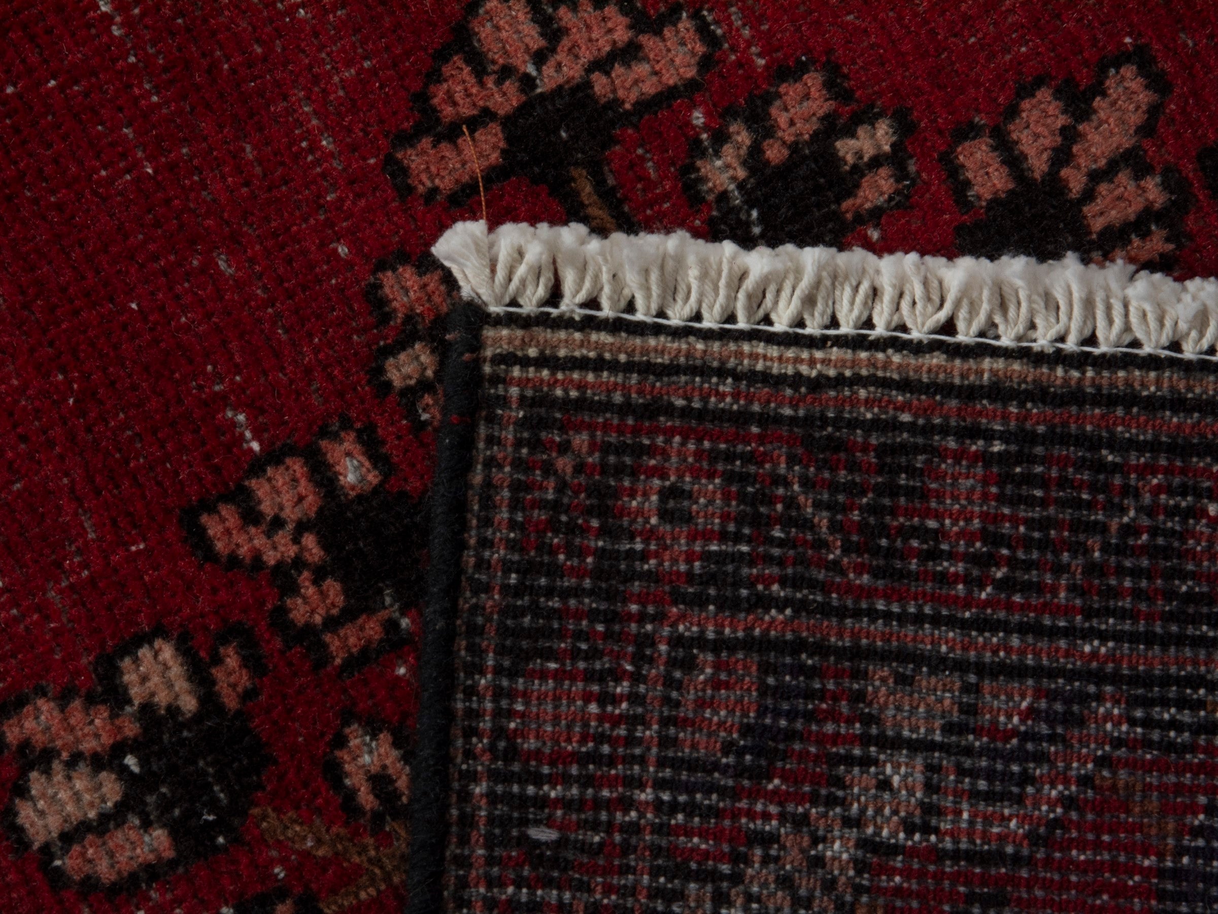 Persian Ferdos accent rug in deep red and dark brown, view 17 of 17