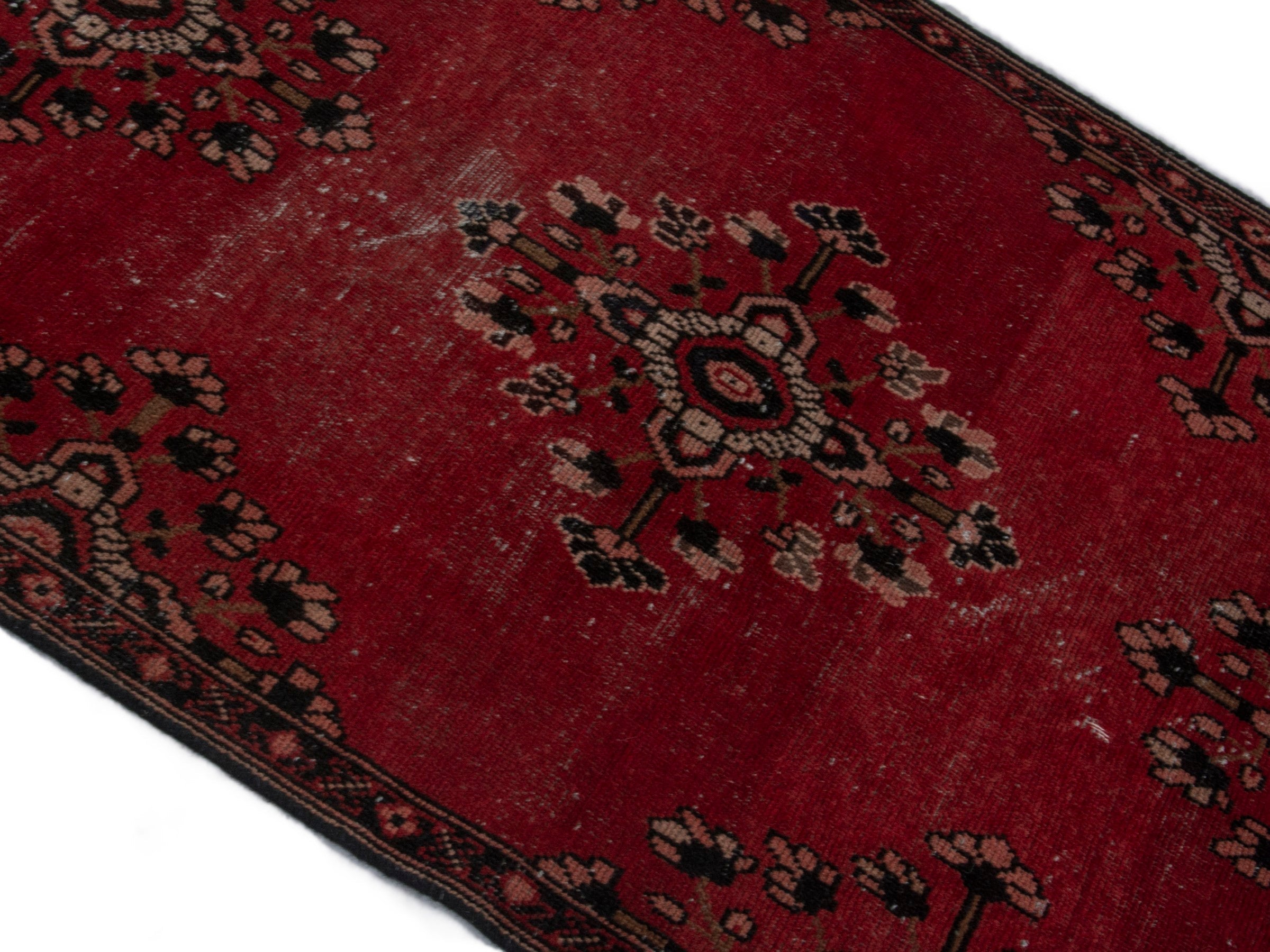 Persian Ferdos accent rug in deep red and dark brown, view 3 of 17