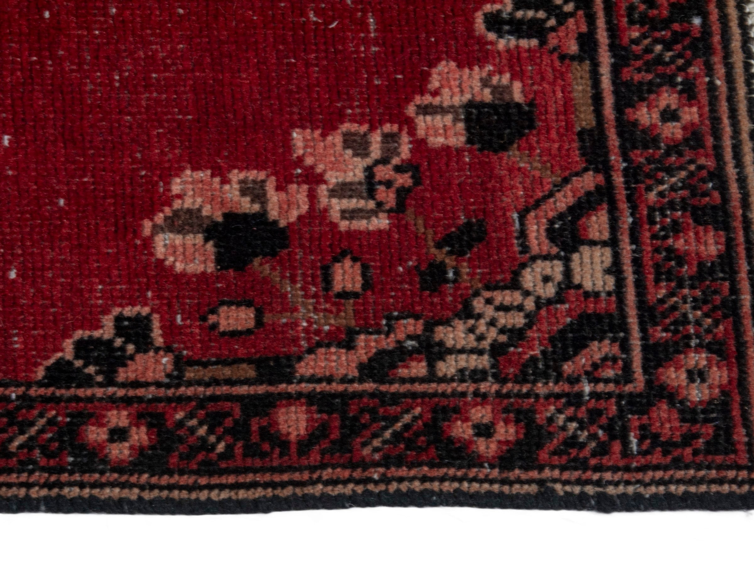 Persian Ferdos accent rug in deep red and dark brown, view 4 of 17