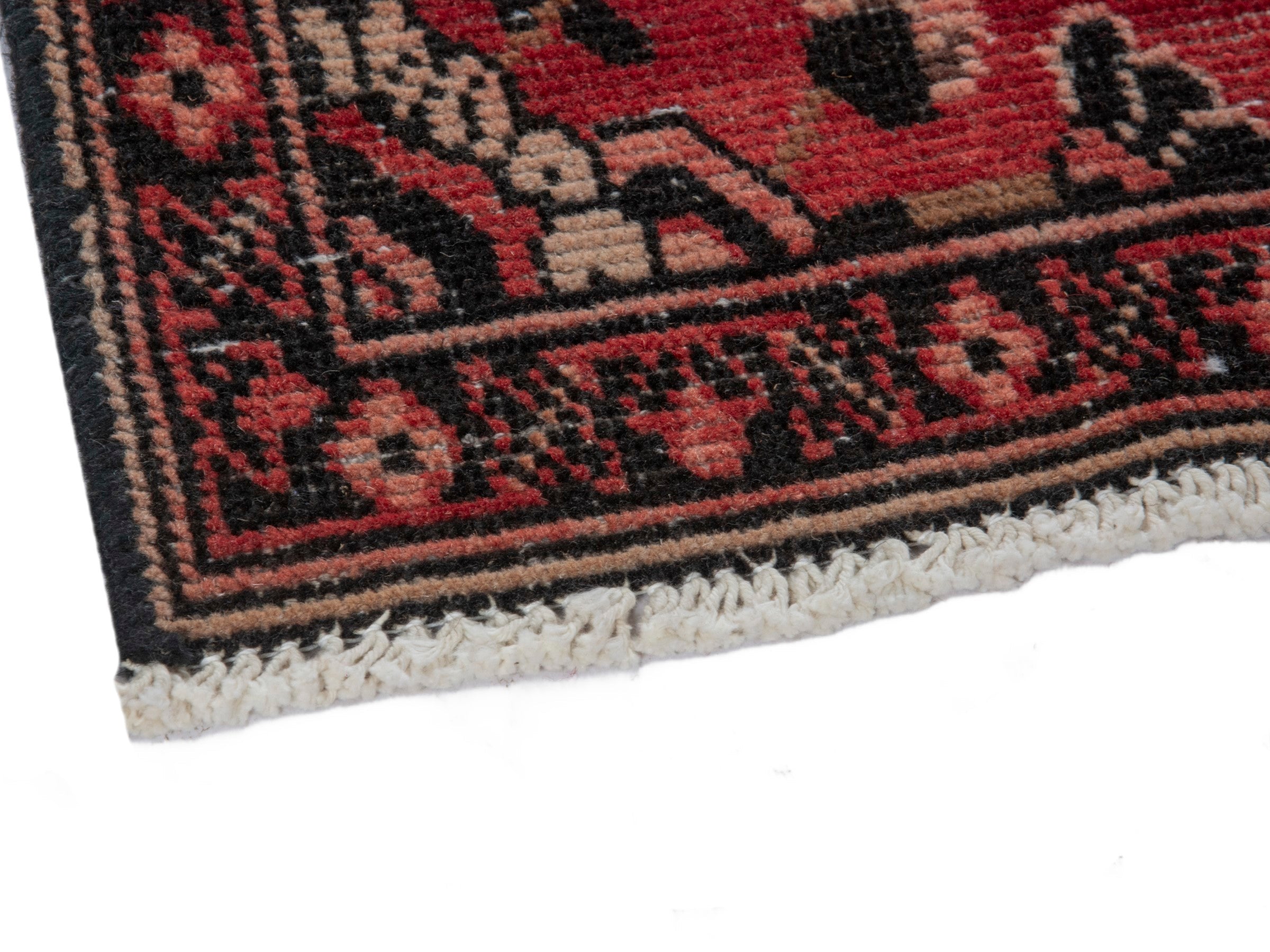 Persian Ferdos accent rug in deep red and dark brown, view 5 of 17