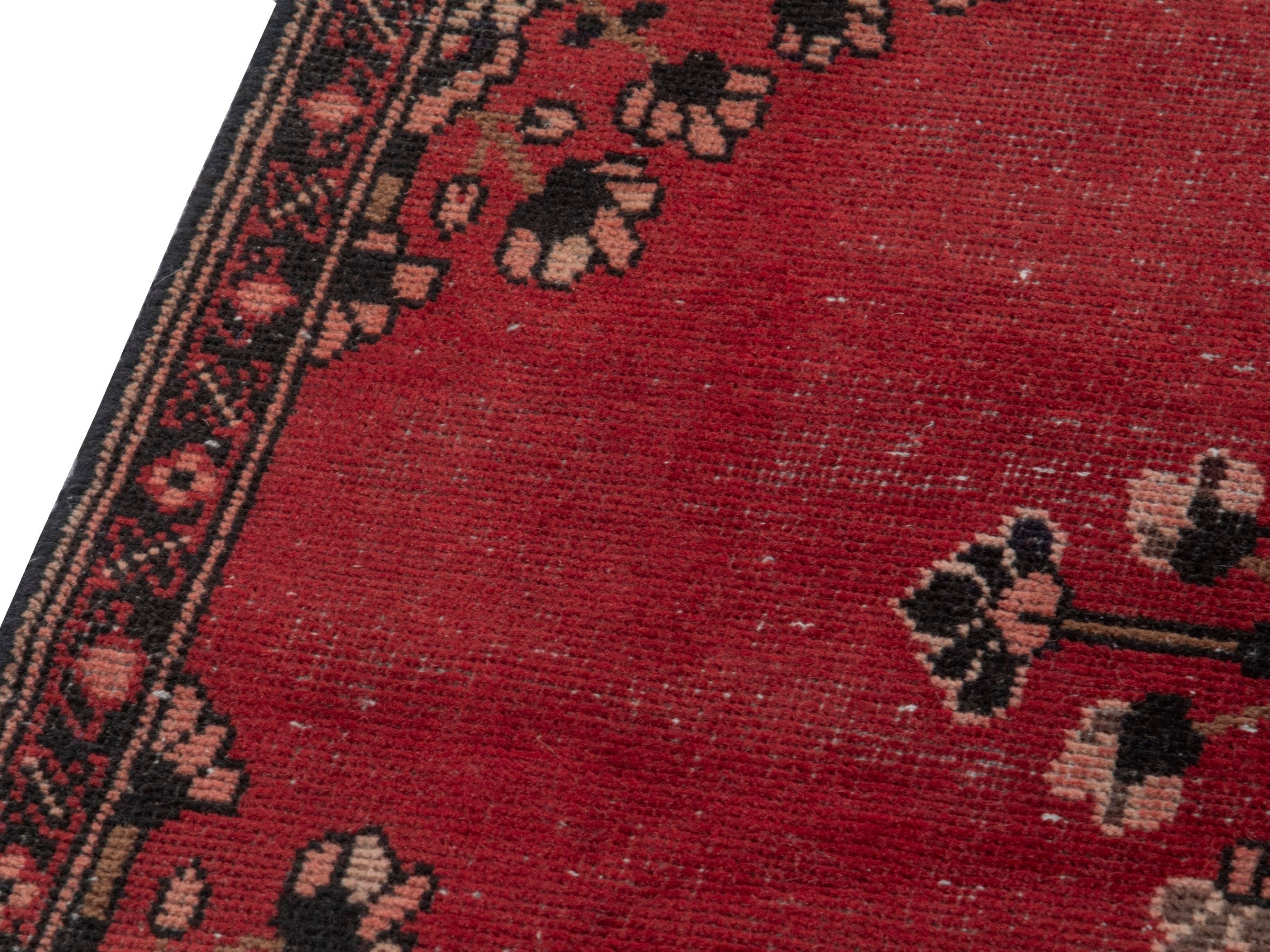Persian Ferdos accent rug in deep red and dark brown, view 6 of 17
