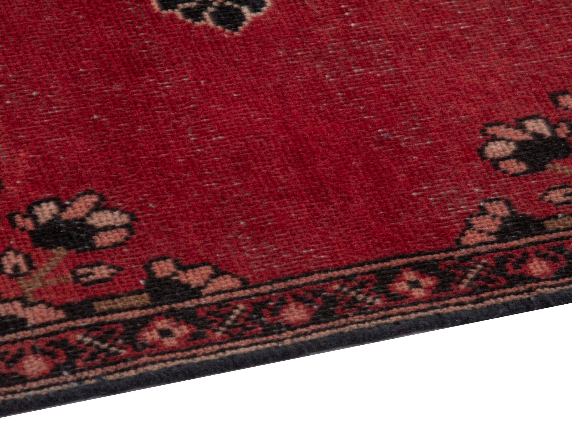 Persian Ferdos accent rug in deep red and dark brown, view 7 of 17