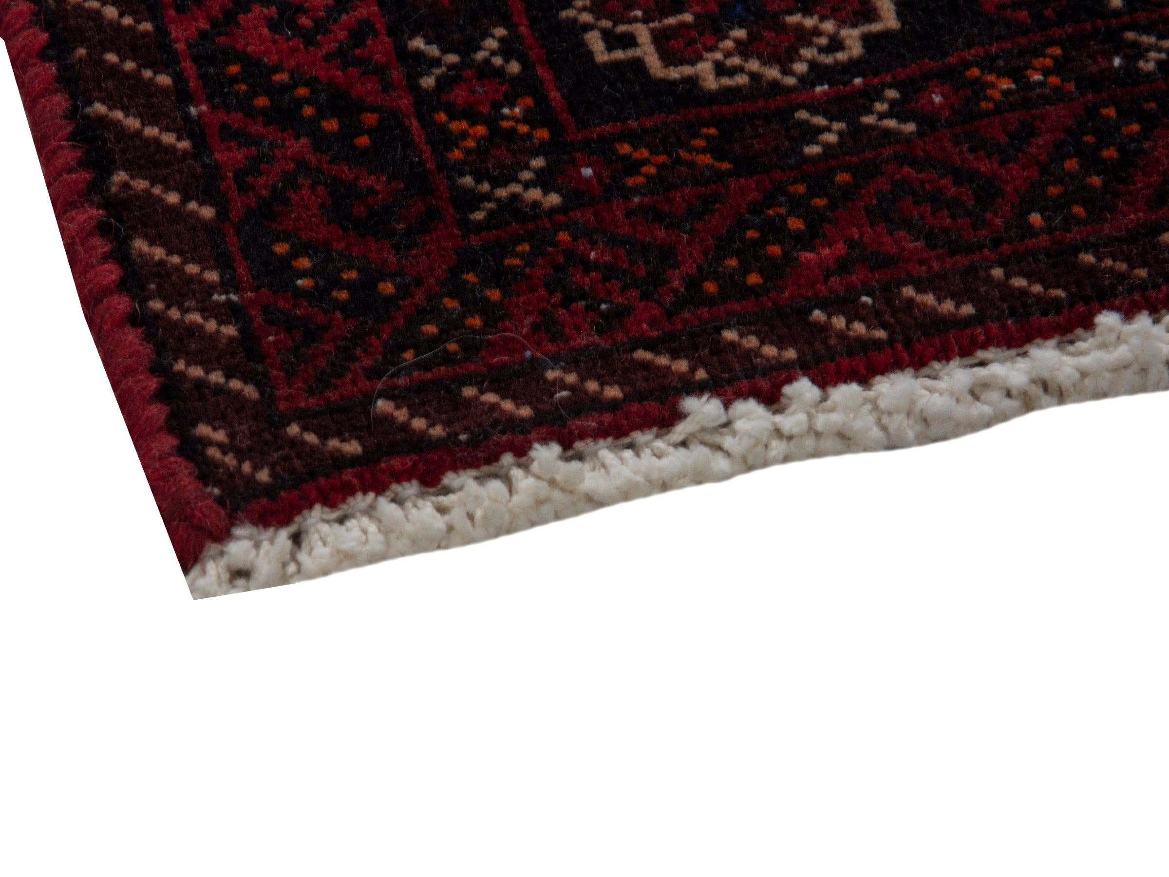 Persian Baluch accent rug in burgundy and deep red, view 4 of 16