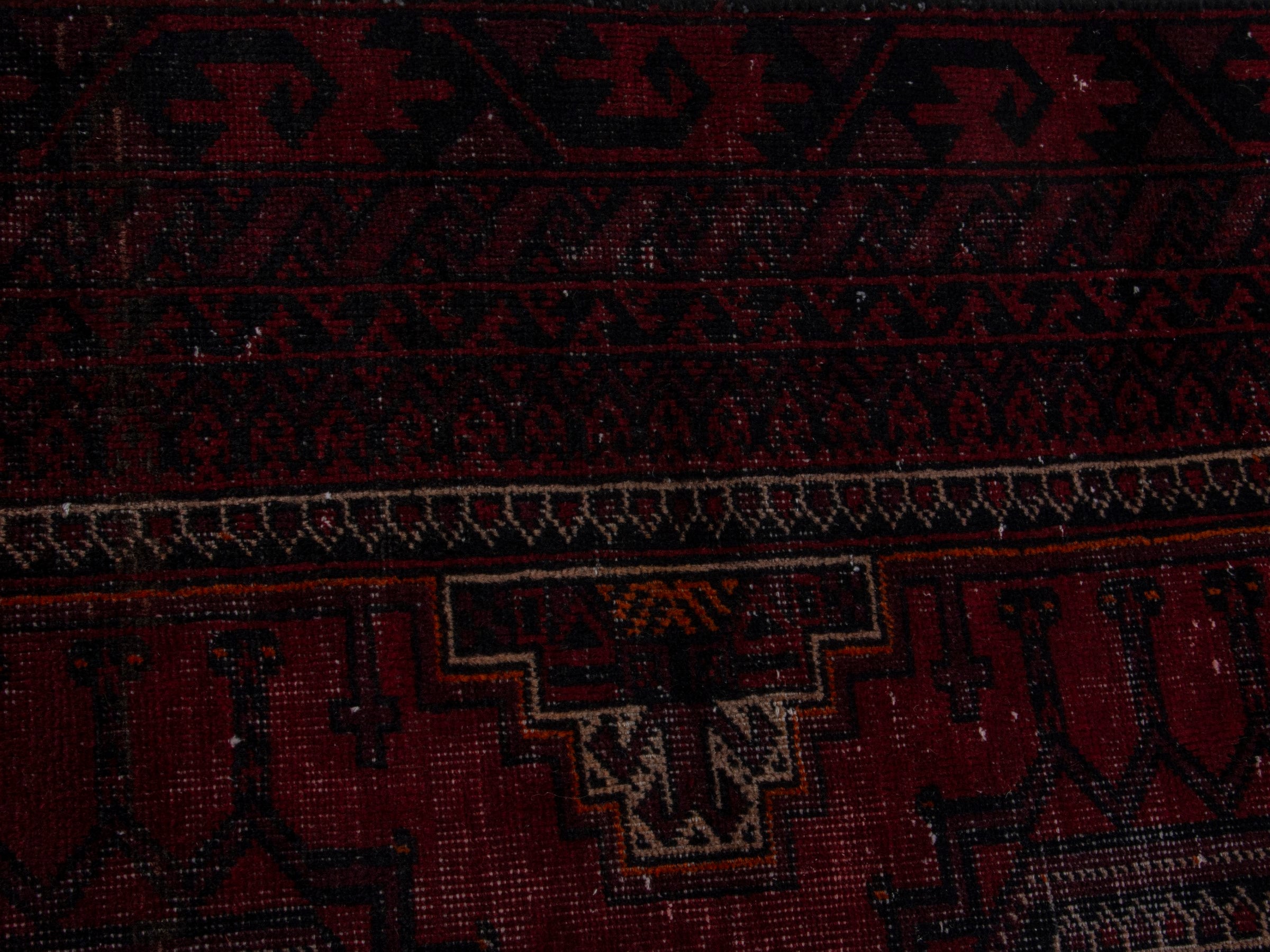 Persian Baluch runner rug in burgundy and deep red, view 12 of 16