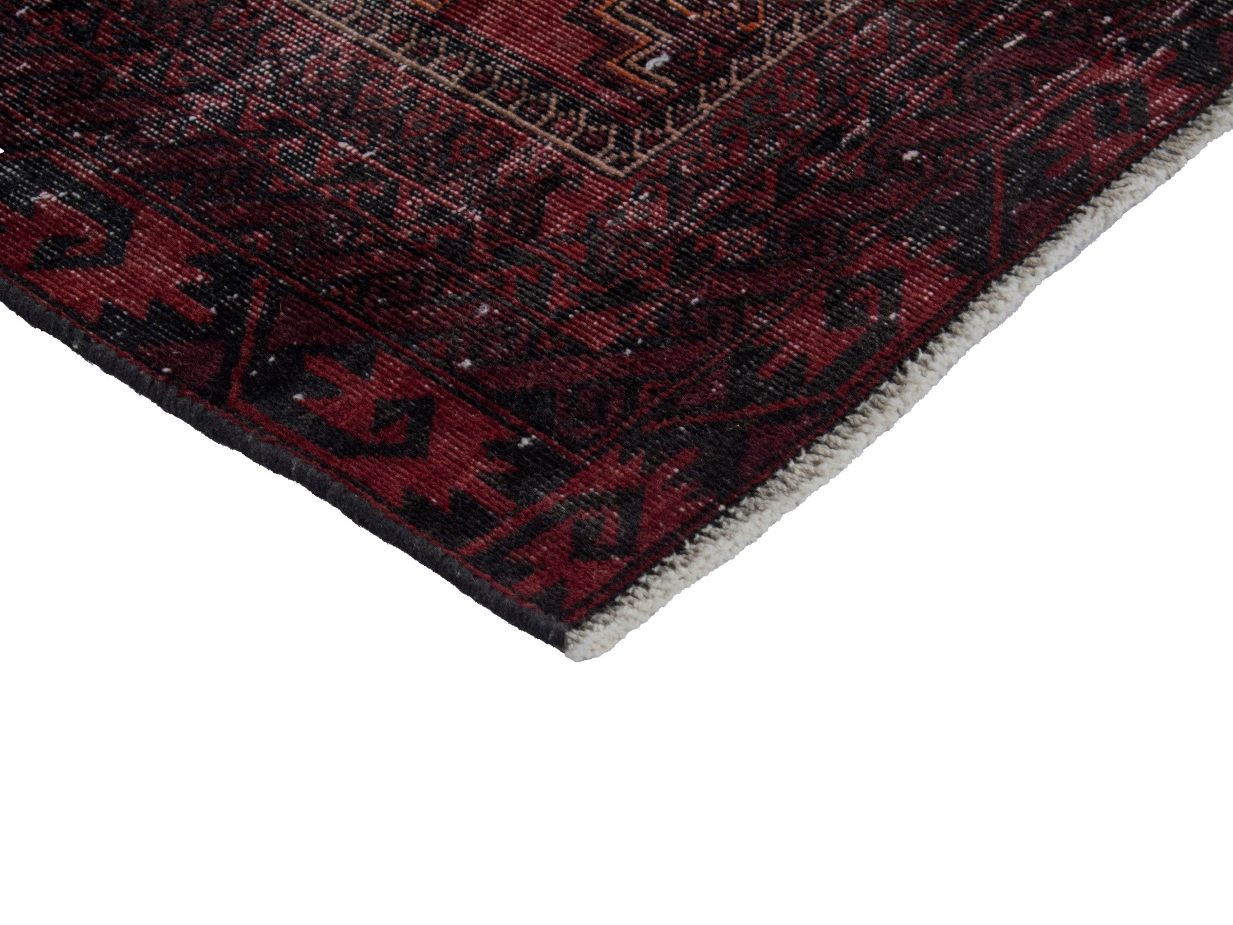 Persian Baluch runner rug in burgundy and deep red, view 5 of 16