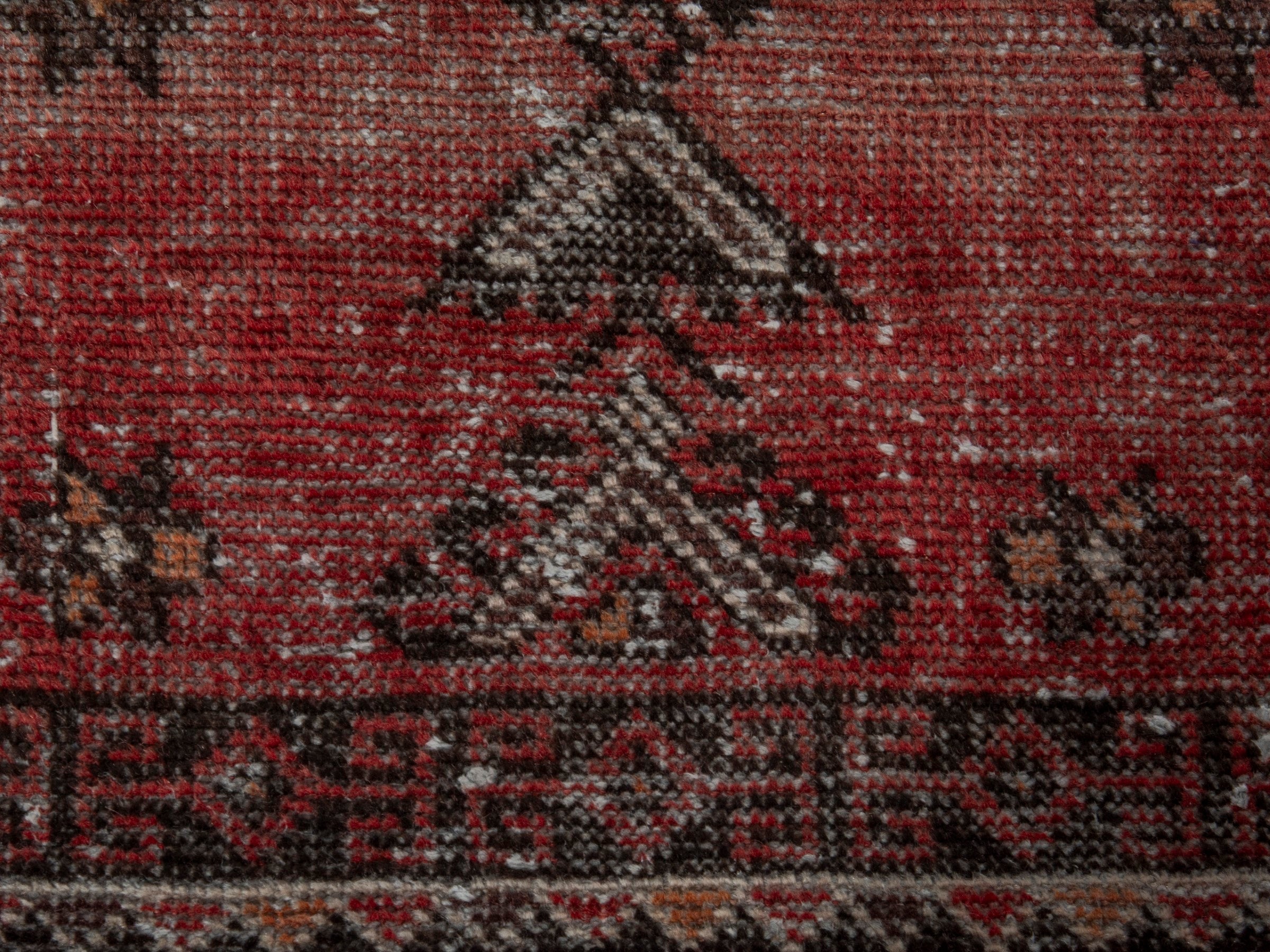 Persian Baluch accent rug in faded red and burgundy, view 10 of 16