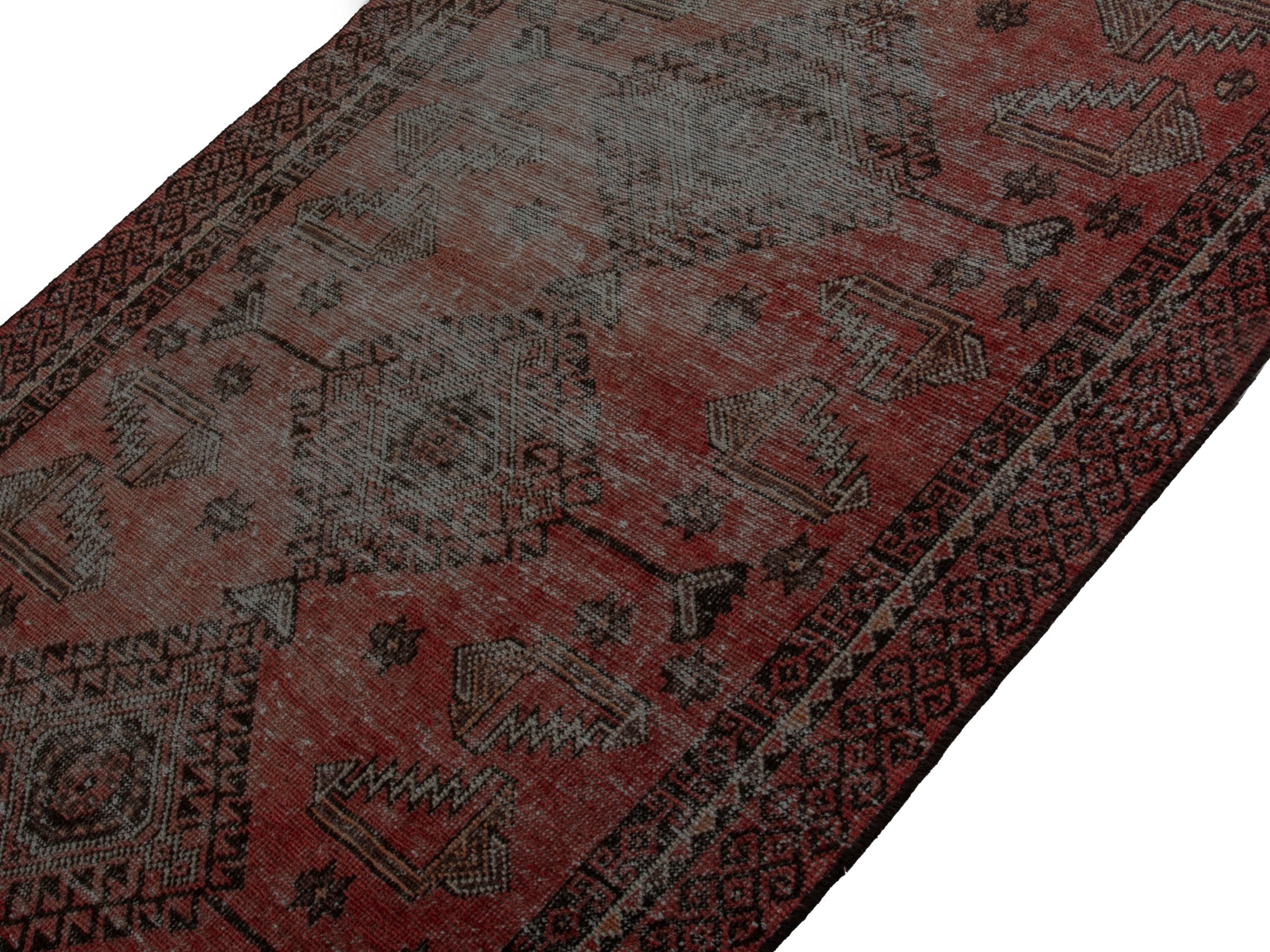 Persian Baluch accent rug in faded red and burgundy, view 3 of 16