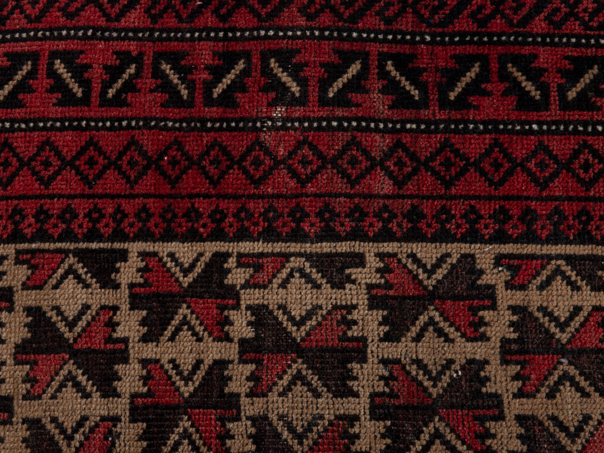 Persian Baluch accent rug in burgundy and cream, view 12 of 16