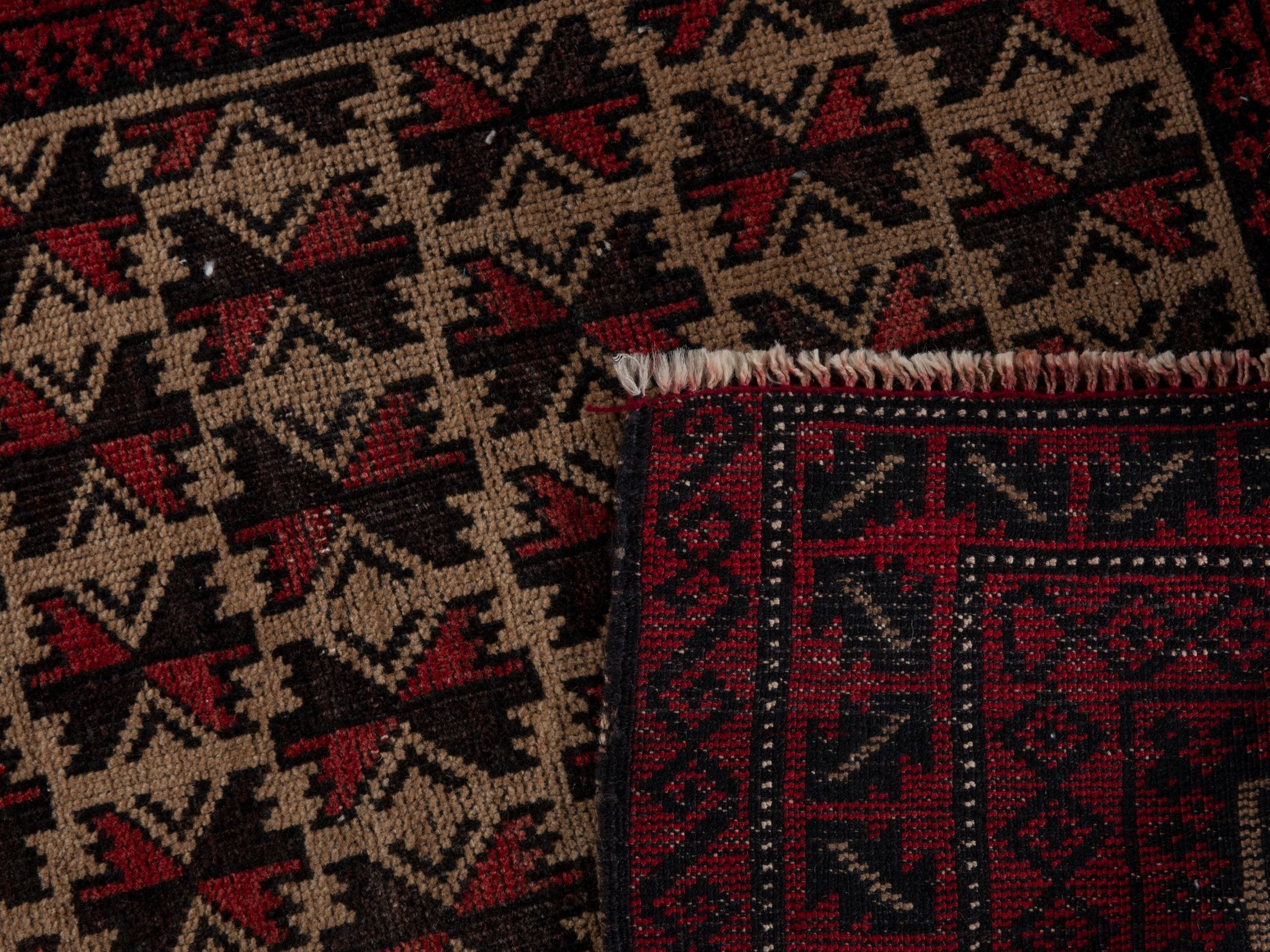 Persian Baluch accent rug in burgundy and cream, view 16 of 16