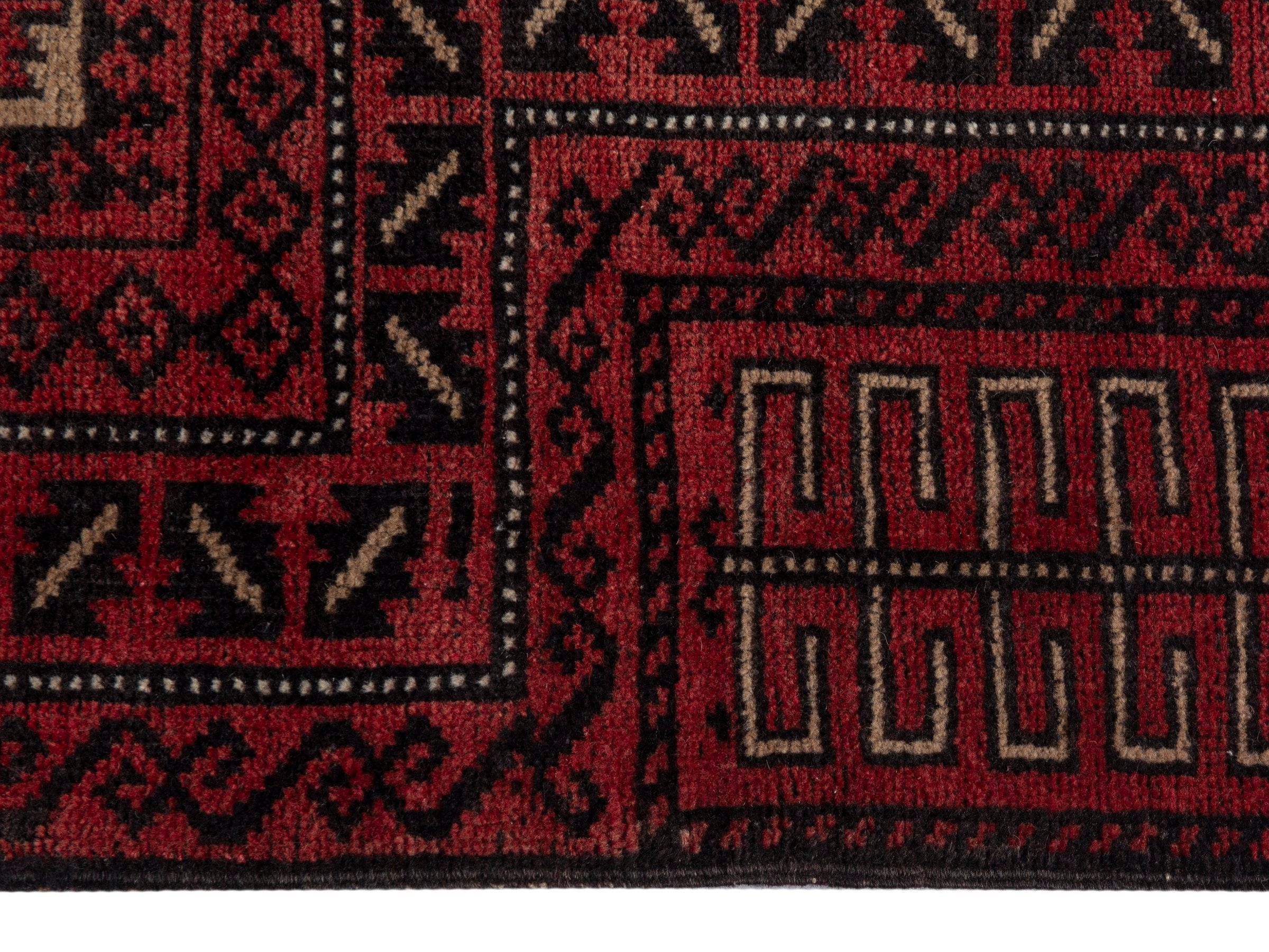 Persian Baluch accent rug in burgundy and cream, view 4 of 16