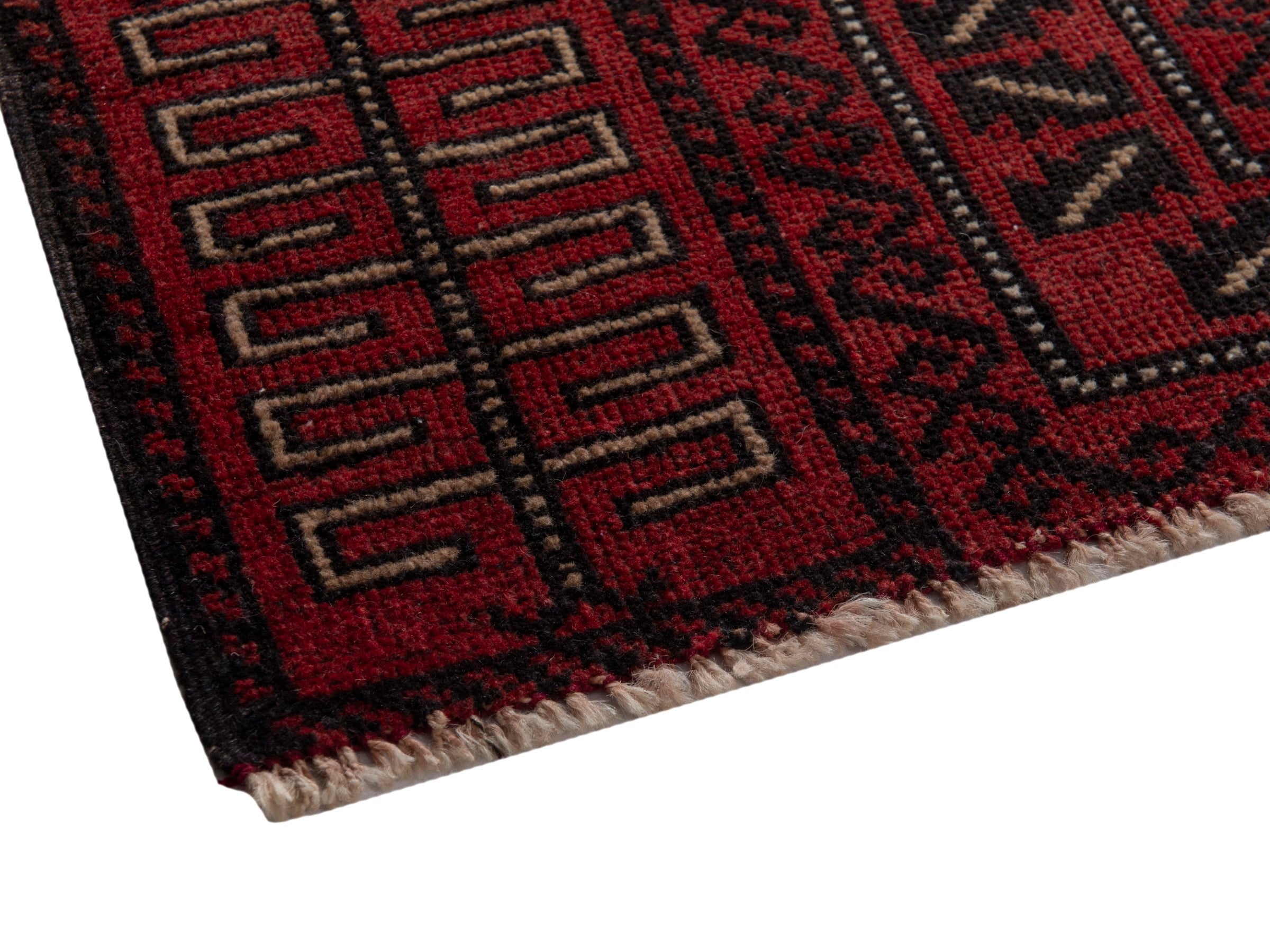 Persian Baluch accent rug in burgundy and cream, view 5 of 16