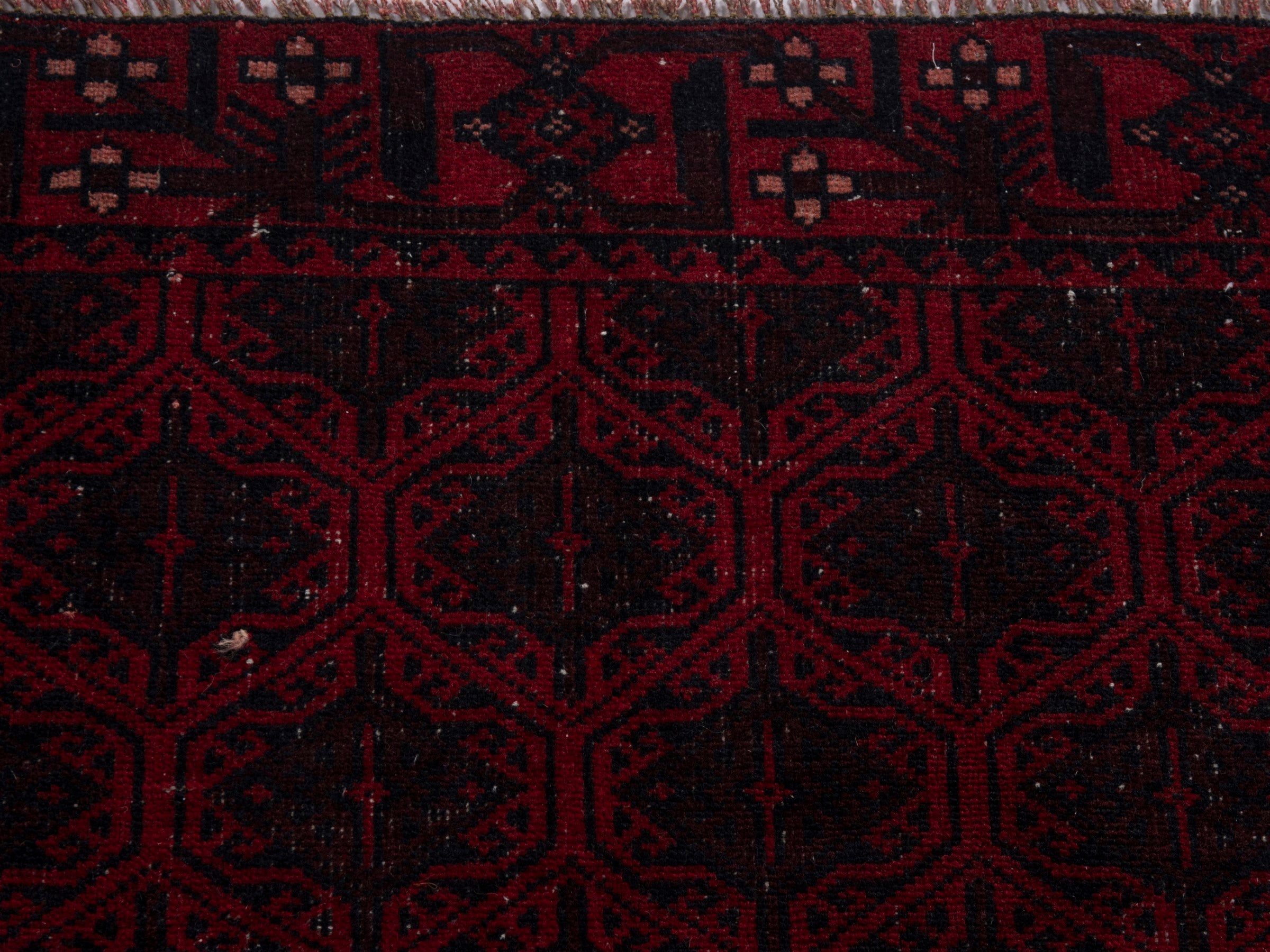 Persian Baluch accent rug in burgundy and deep red, view 12 of 18