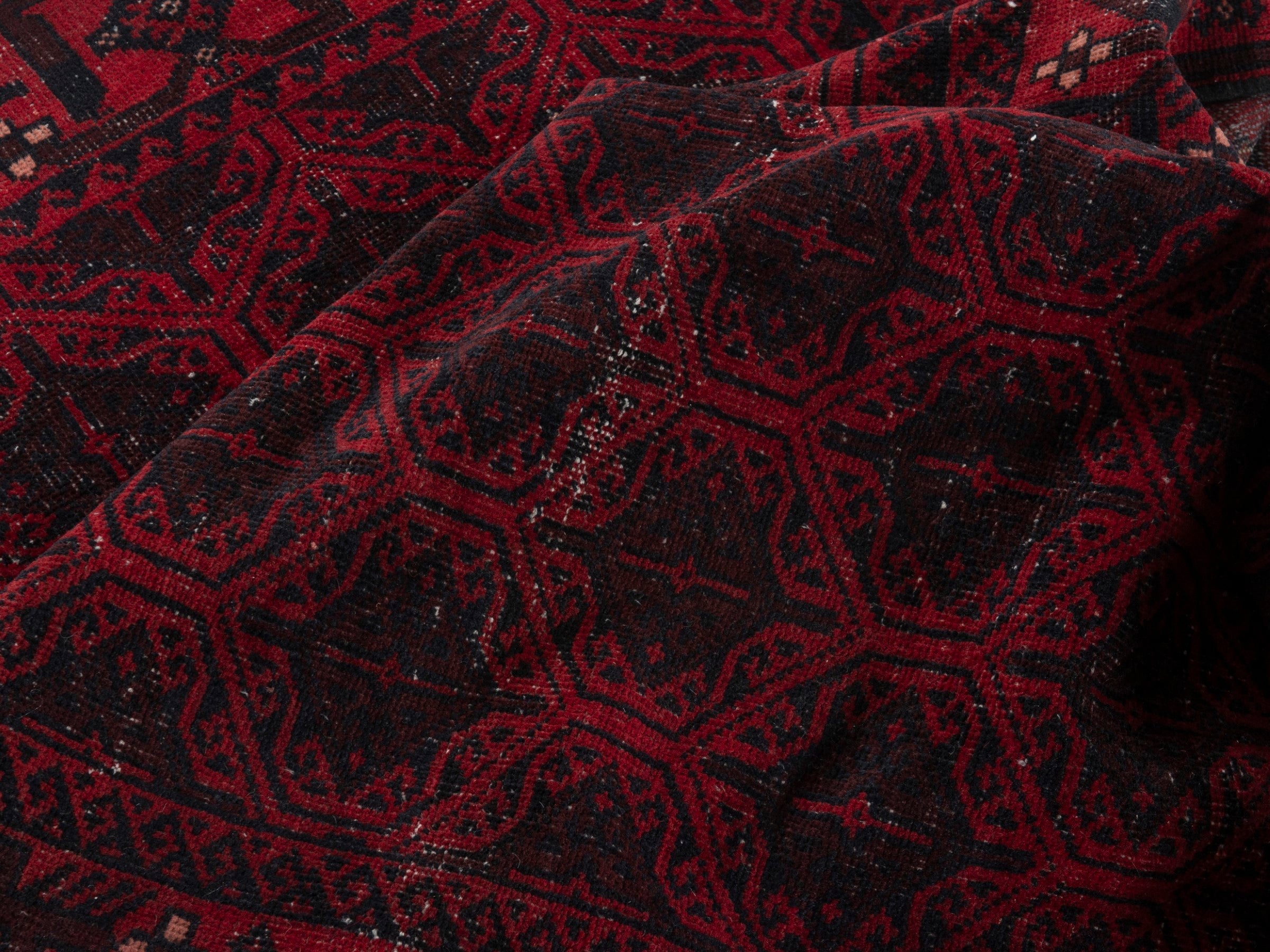 Persian Baluch accent rug in burgundy and deep red, view 14 of 18