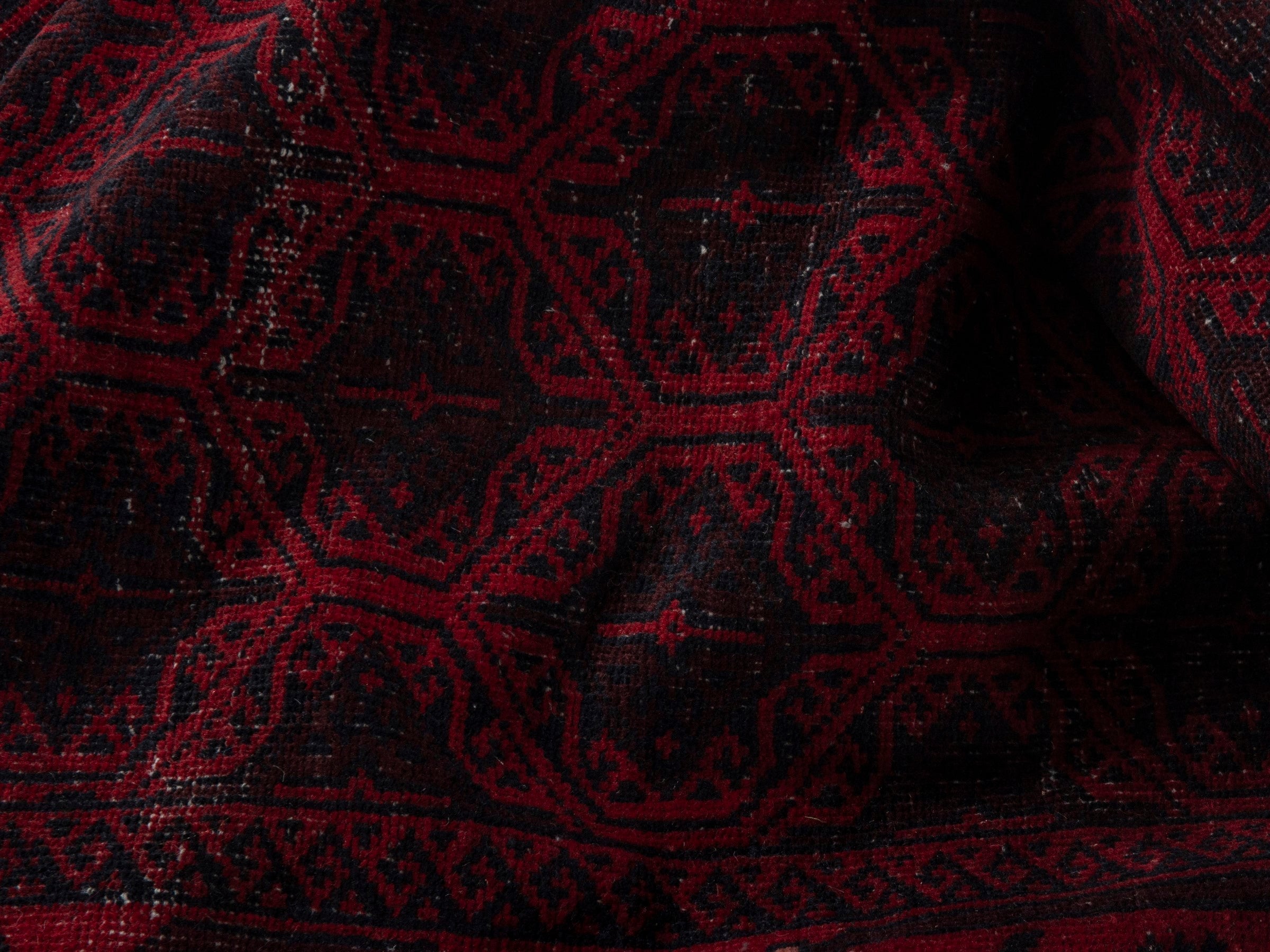 Persian Baluch accent rug in burgundy and deep red, view 15 of 18