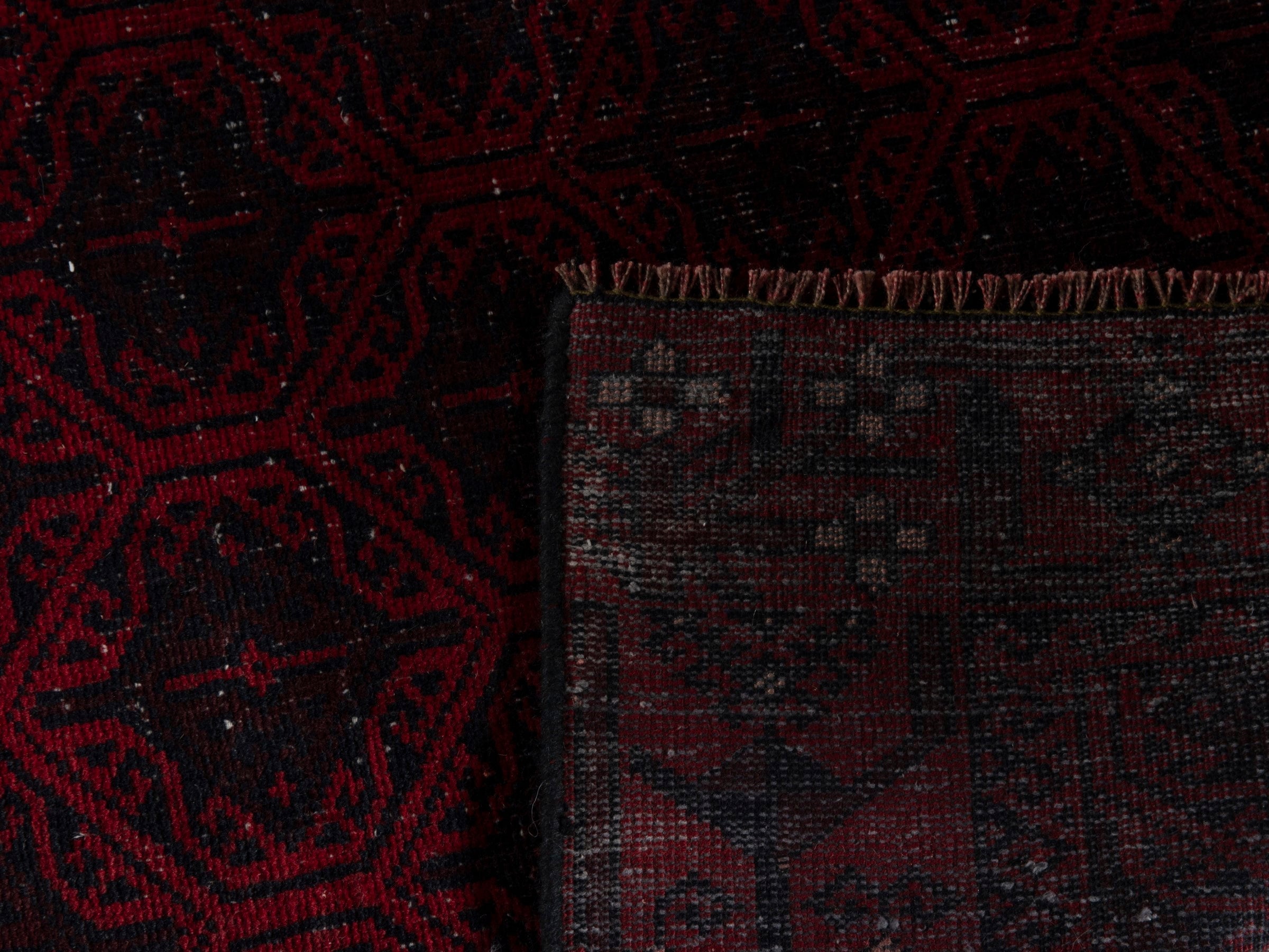 Persian Baluch accent rug in burgundy and deep red, view 18 of 18