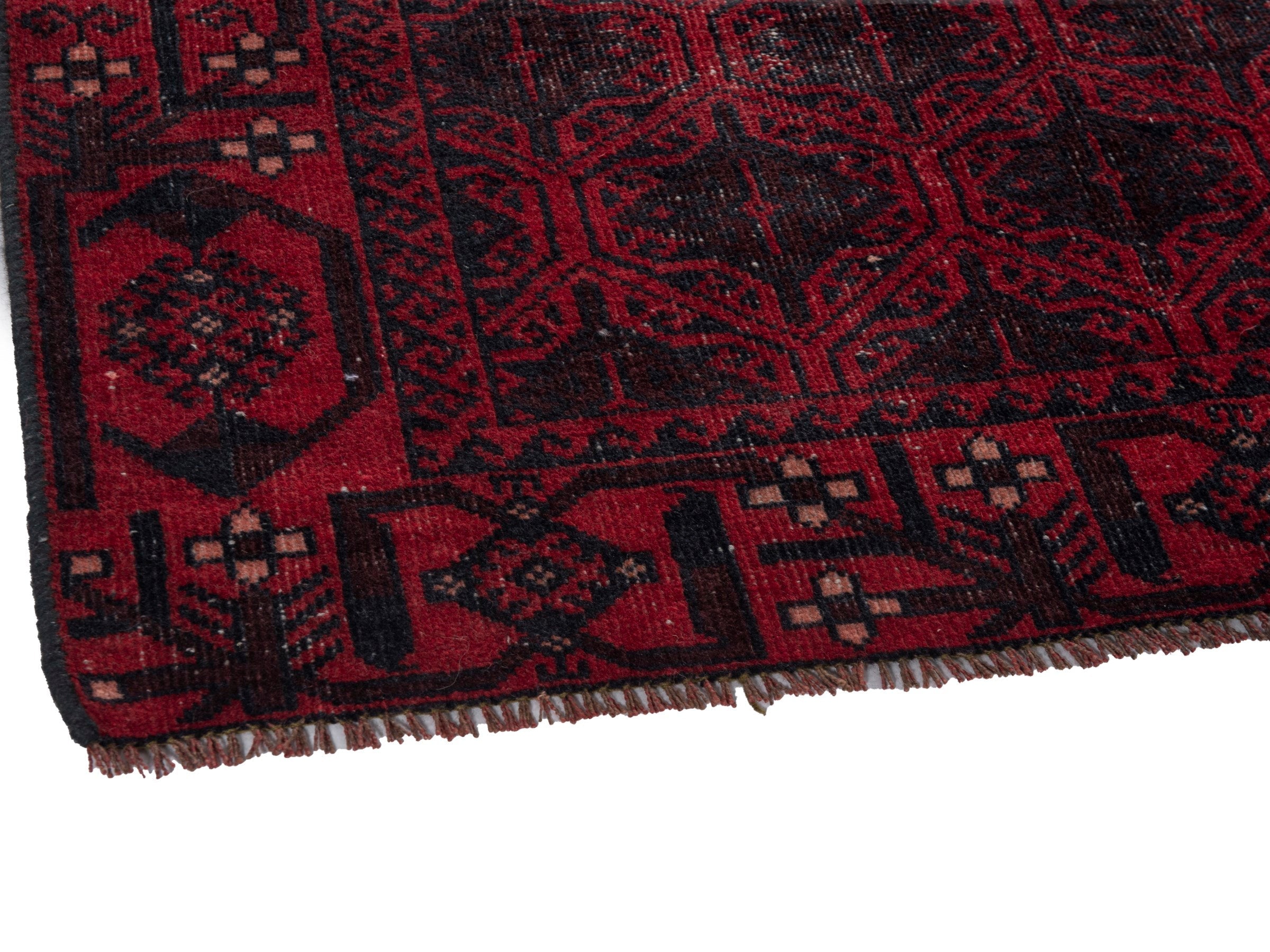 Persian Baluch accent rug in burgundy and deep red, view 5 of 18