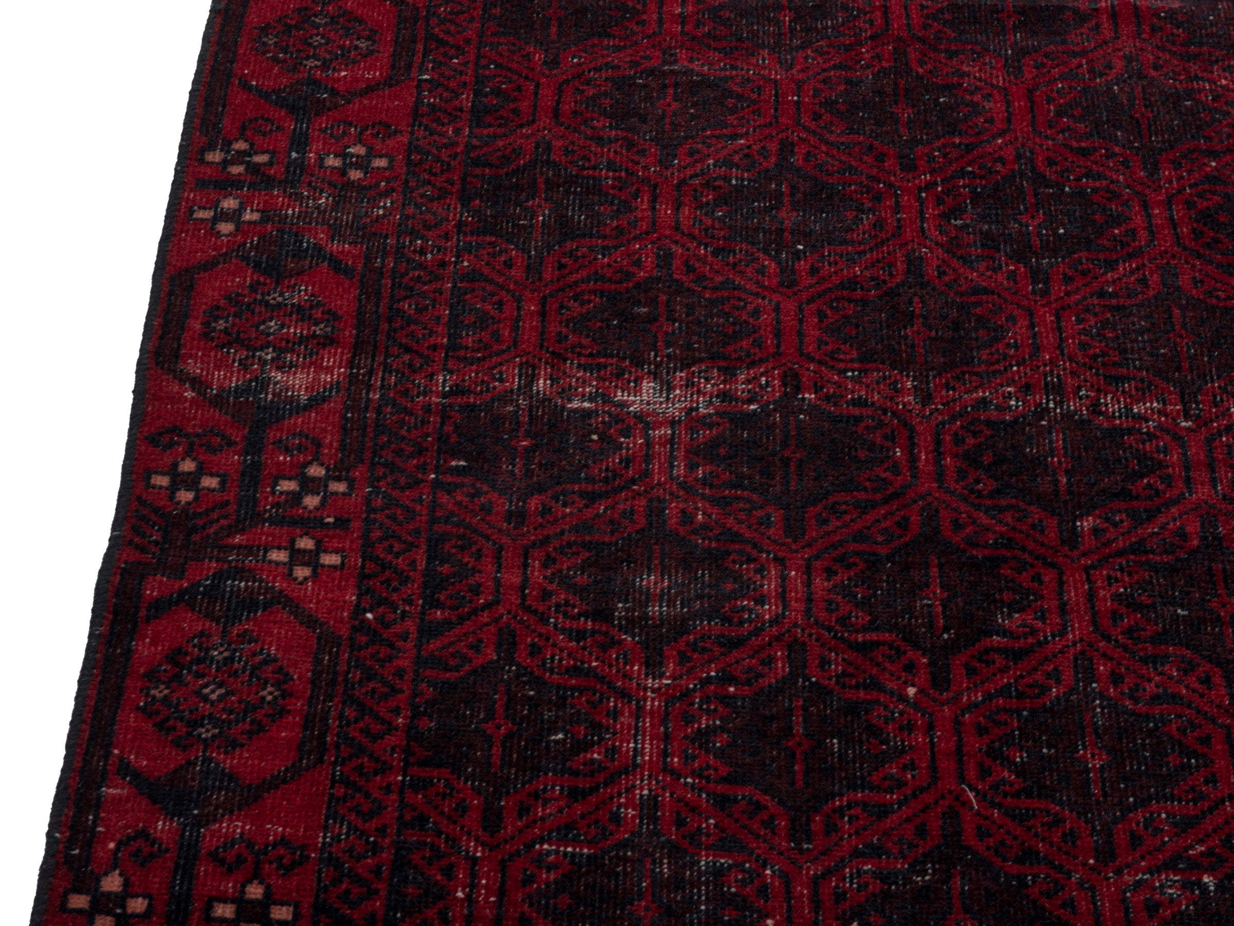 Persian Baluch accent rug in burgundy and deep red, view 6 of 18