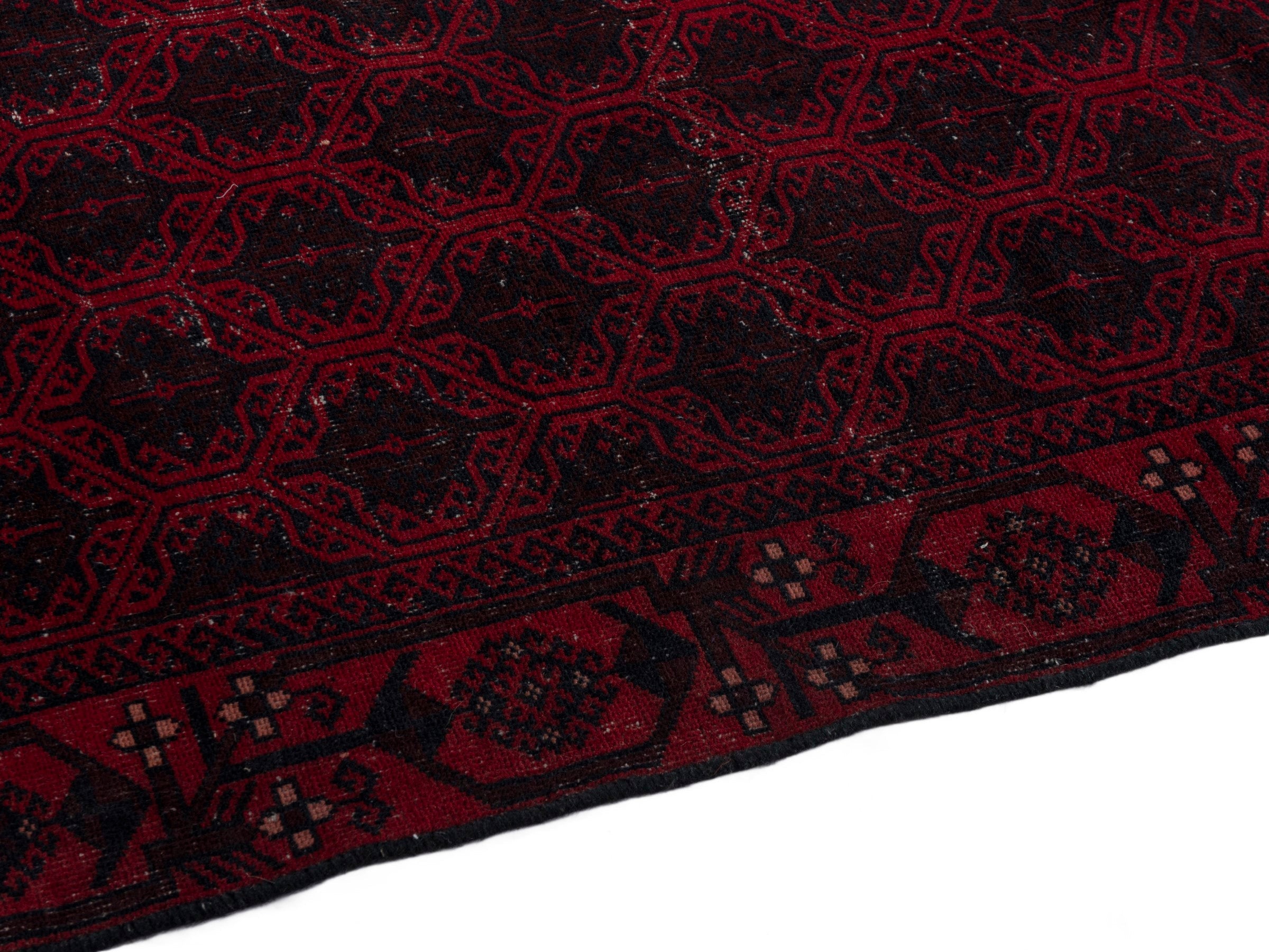 Persian Baluch accent rug in burgundy and deep red, view 7 of 18