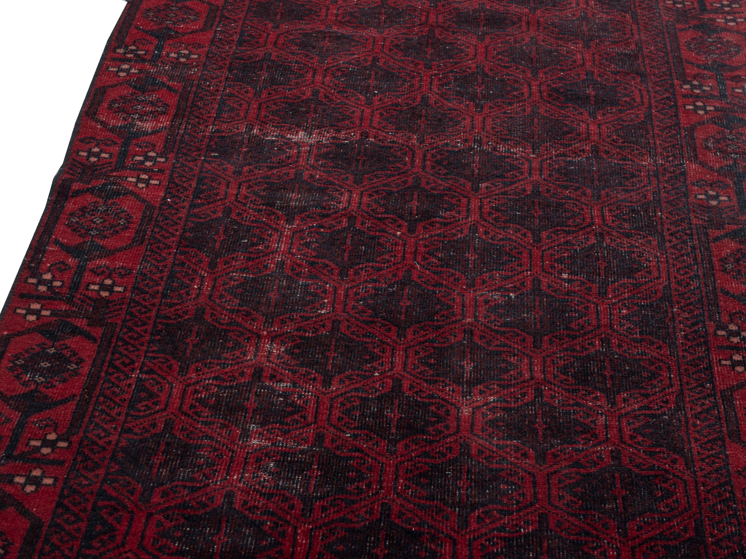 Persian Baluch accent rug in burgundy and deep red, view 8 of 18