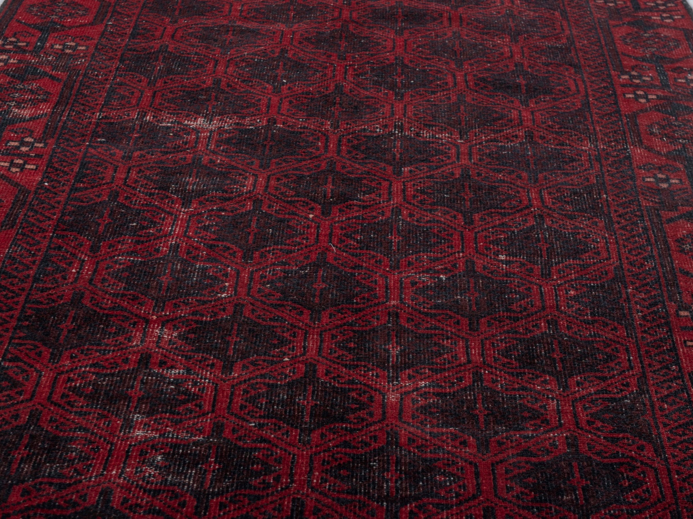 Persian Baluch accent rug in burgundy and deep red, view 10 of 18