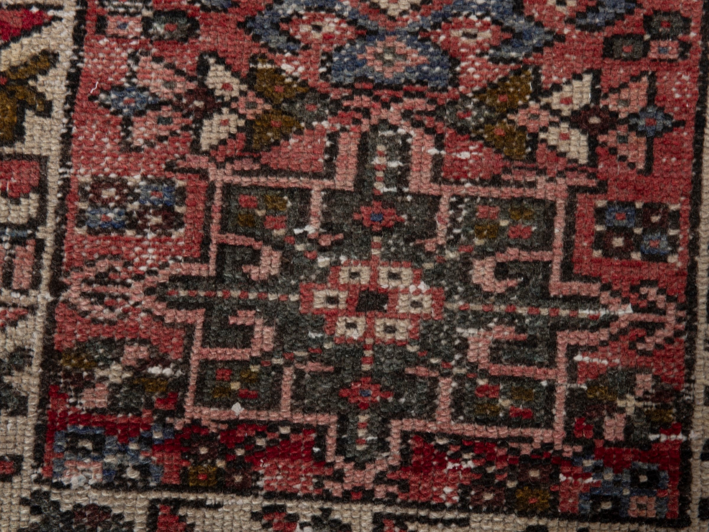 Persian Gharajeh accent rug in burgundy and rust, view 10 of 16