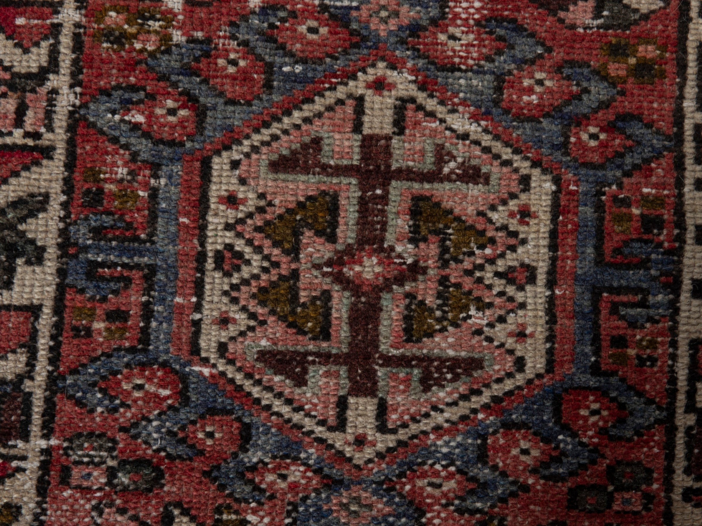 Persian Gharajeh accent rug in burgundy and rust, view 11 of 16